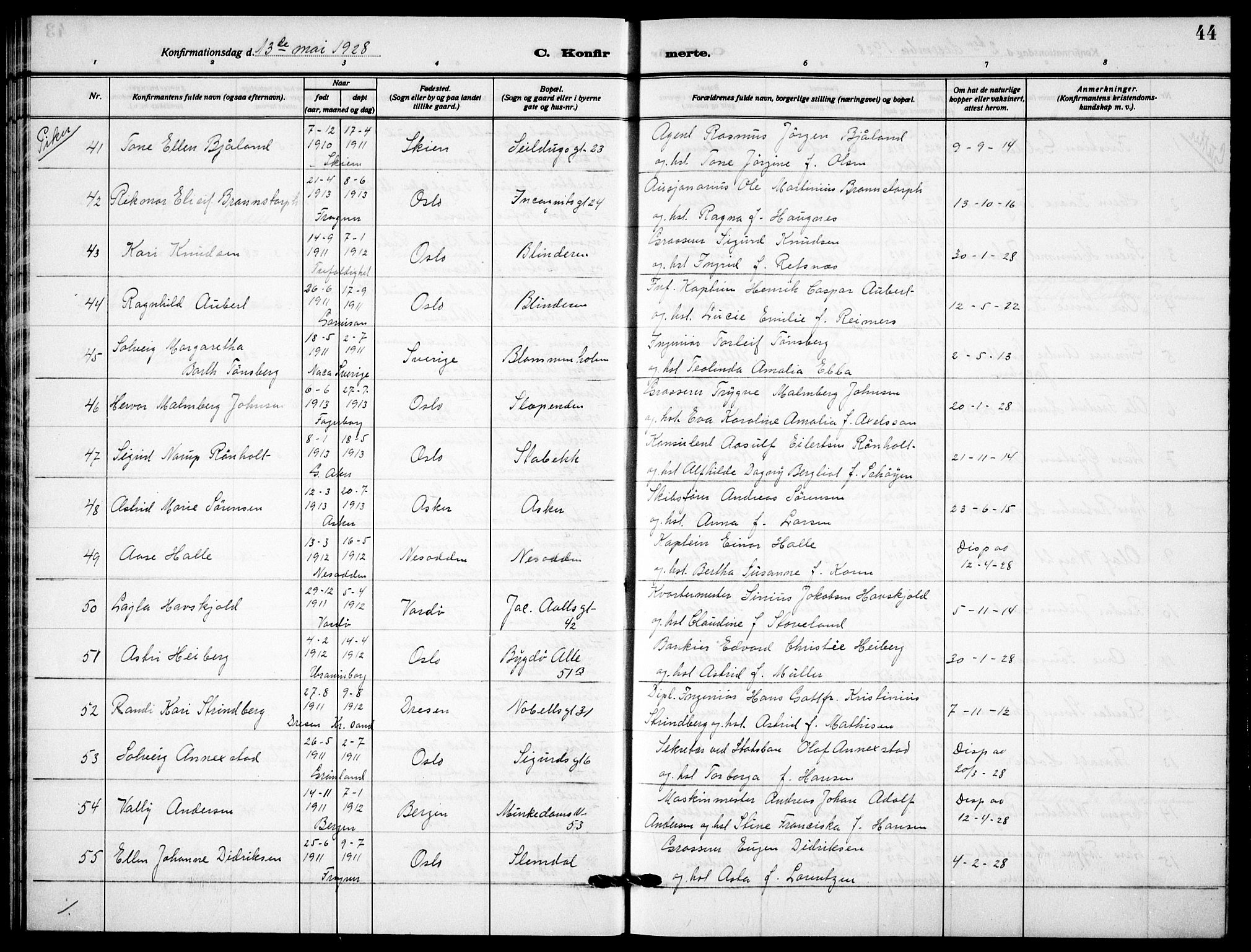 Garnisonsmenigheten Kirkebøker, AV/SAO-A-10846/F/Fa/L0017: Ministerialbok nr. 17, 1926-1937, s. 44