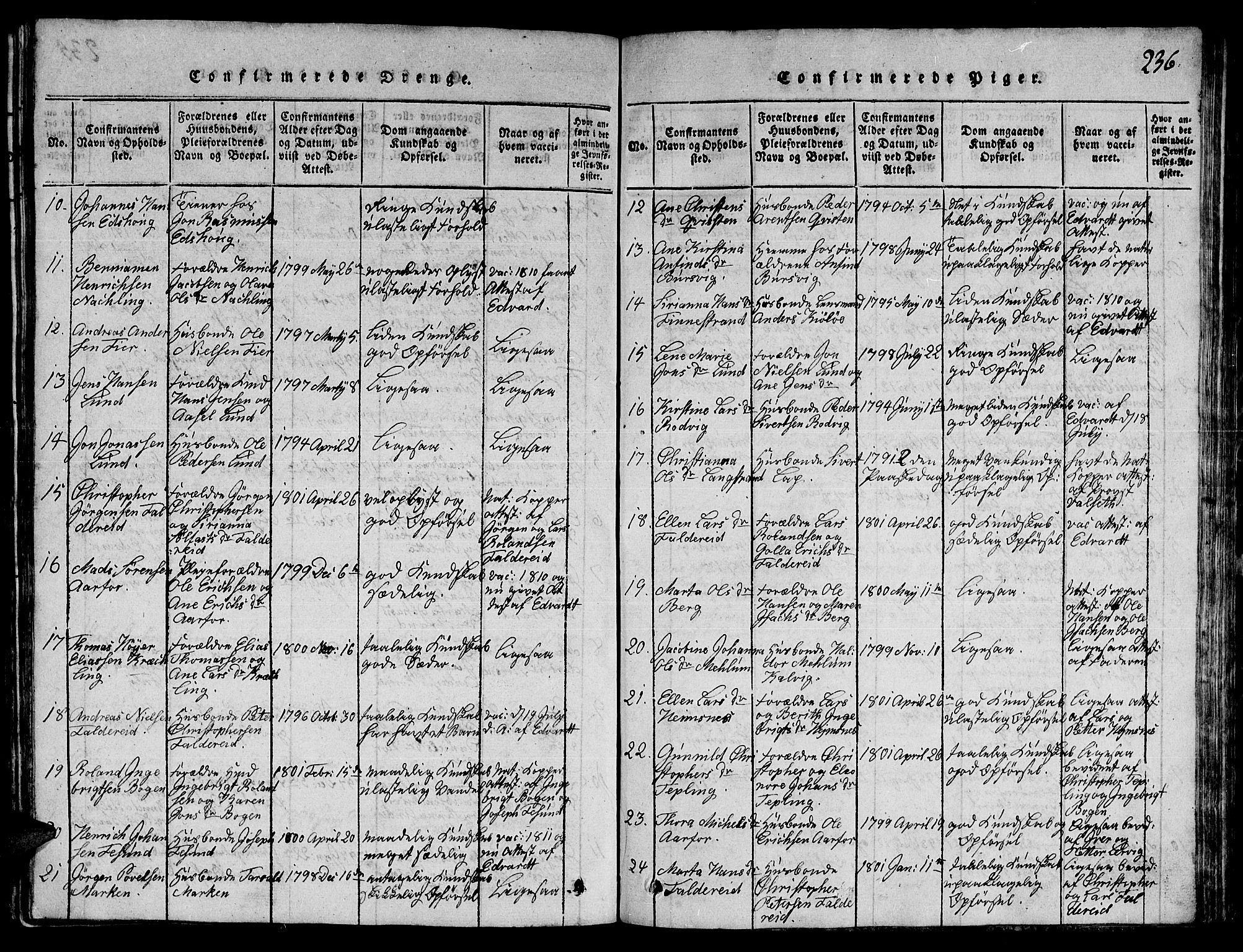 Ministerialprotokoller, klokkerbøker og fødselsregistre - Nord-Trøndelag, SAT/A-1458/780/L0648: Klokkerbok nr. 780C01 /1, 1815-1870, s. 236