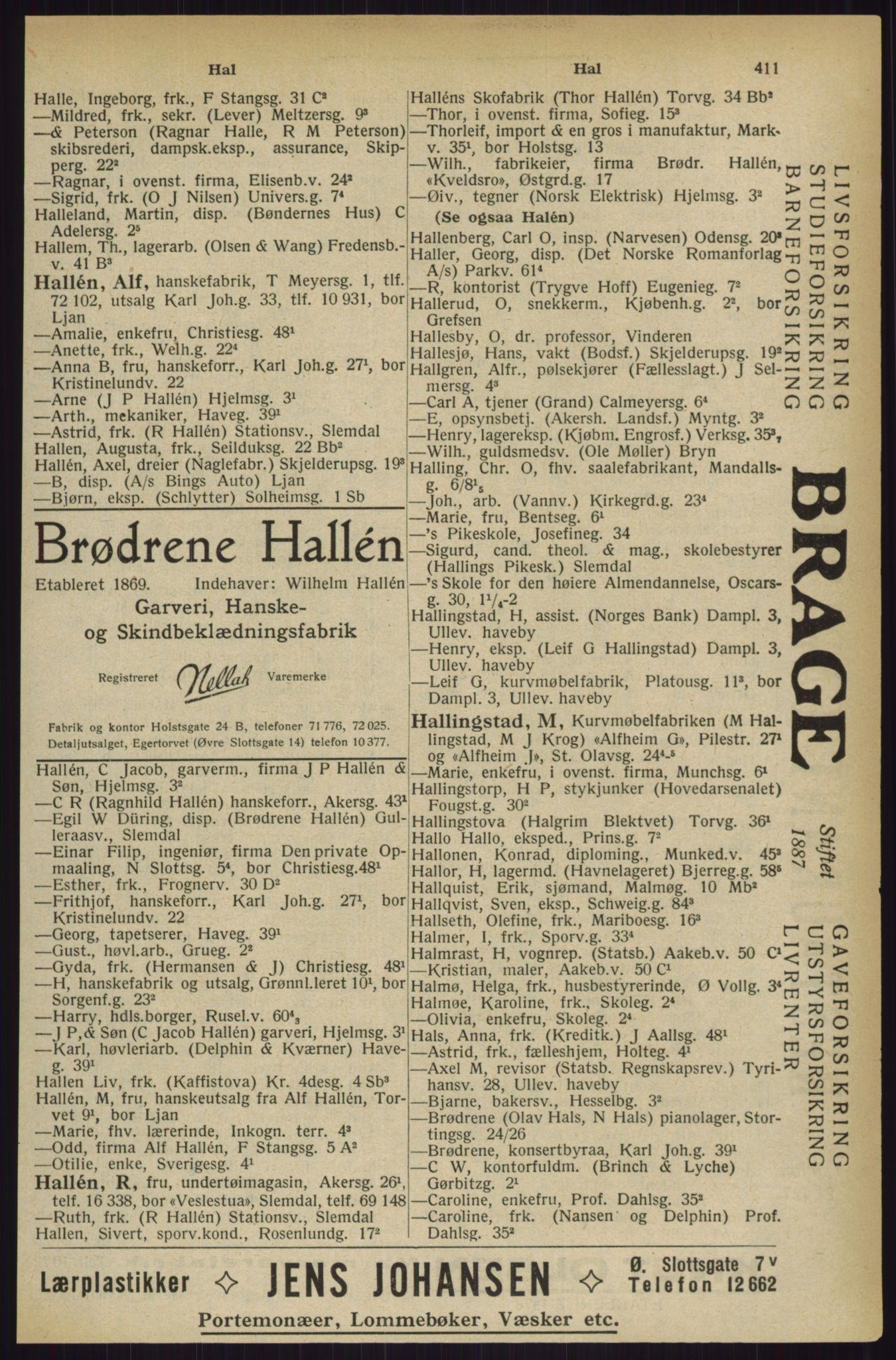 Kristiania/Oslo adressebok, PUBL/-, 1927, s. 411