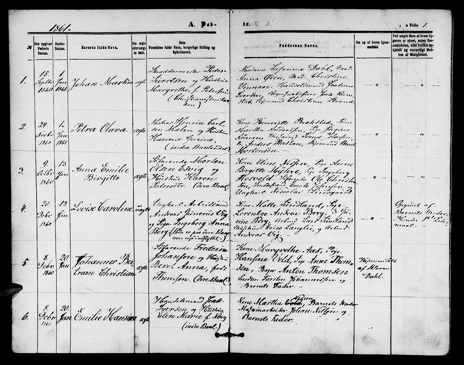 Ministerialprotokoller, klokkerbøker og fødselsregistre - Sør-Trøndelag, SAT/A-1456/604/L0185: Ministerialbok nr. 604A06, 1861-1865, s. 1