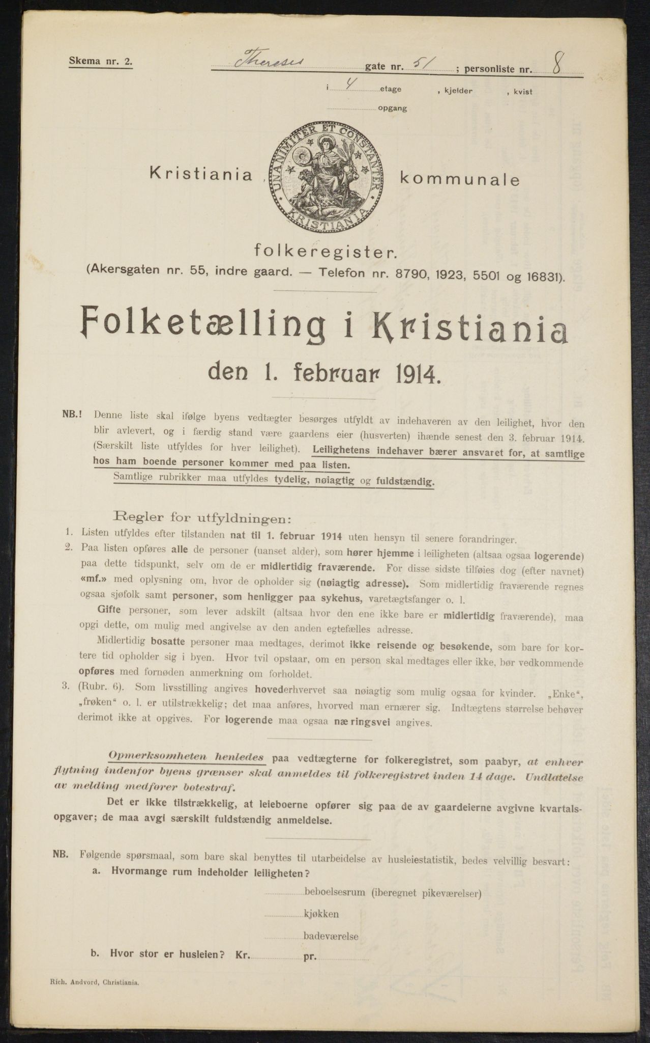 OBA, Kommunal folketelling 1.2.1914 for Kristiania, 1914, s. 109674