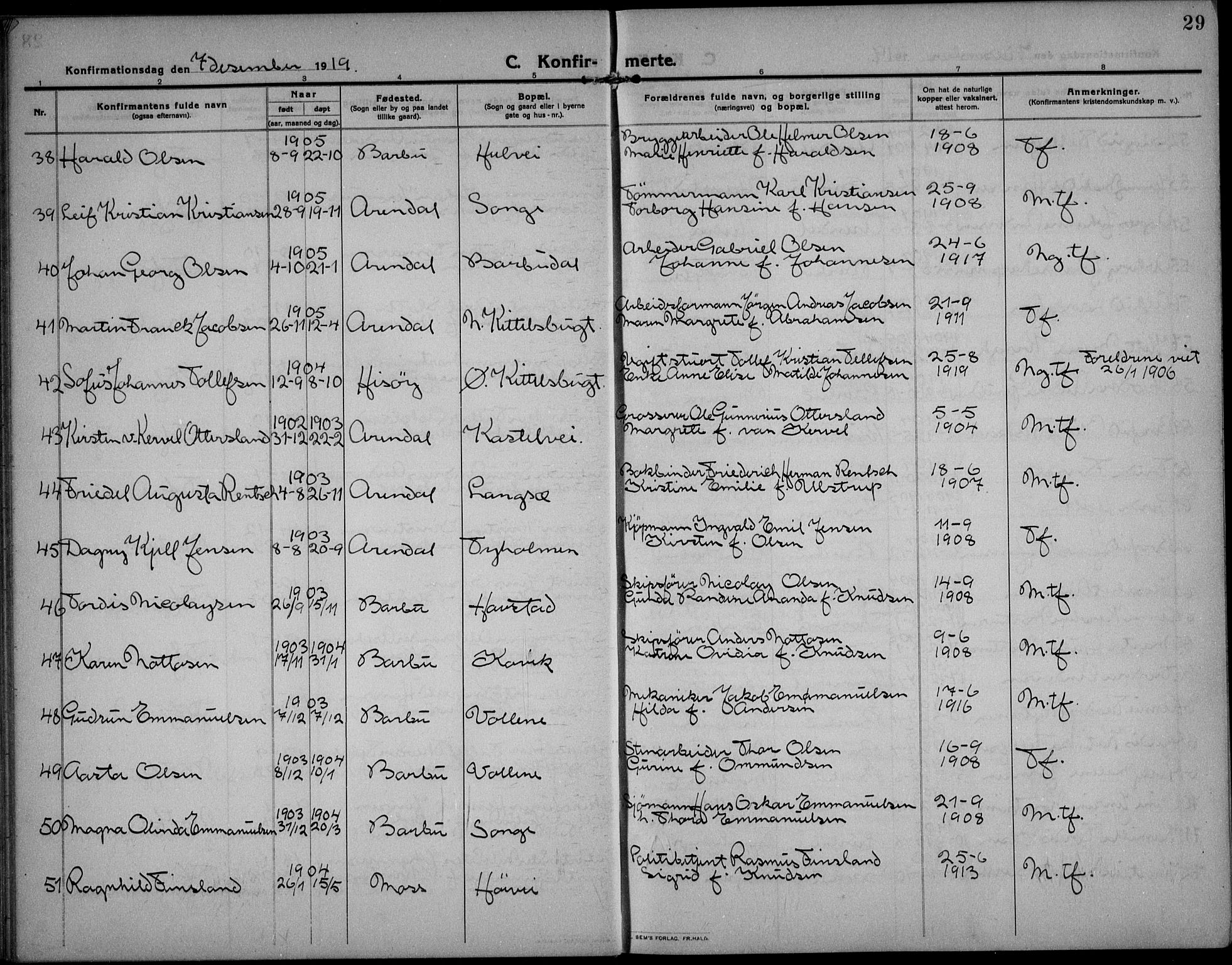Barbu sokneprestkontor, AV/SAK-1111-0003/F/Fb/L0004: Klokkerbok nr. B 4, 1911-1936, s. 29