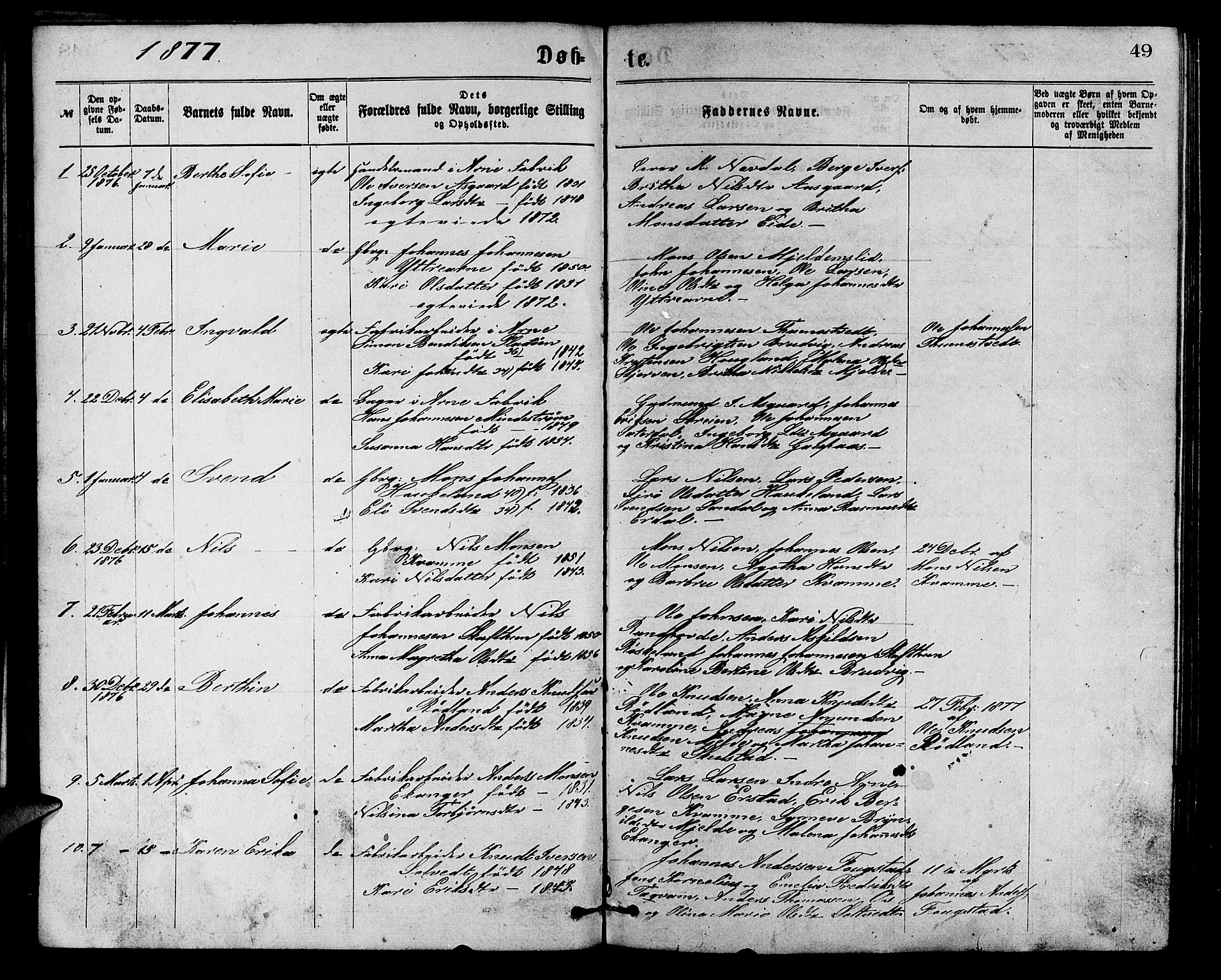 Arna sokneprestembete, AV/SAB-A-74001/H/Ha/Hab: Klokkerbok nr. A 1, 1869-1879, s. 49