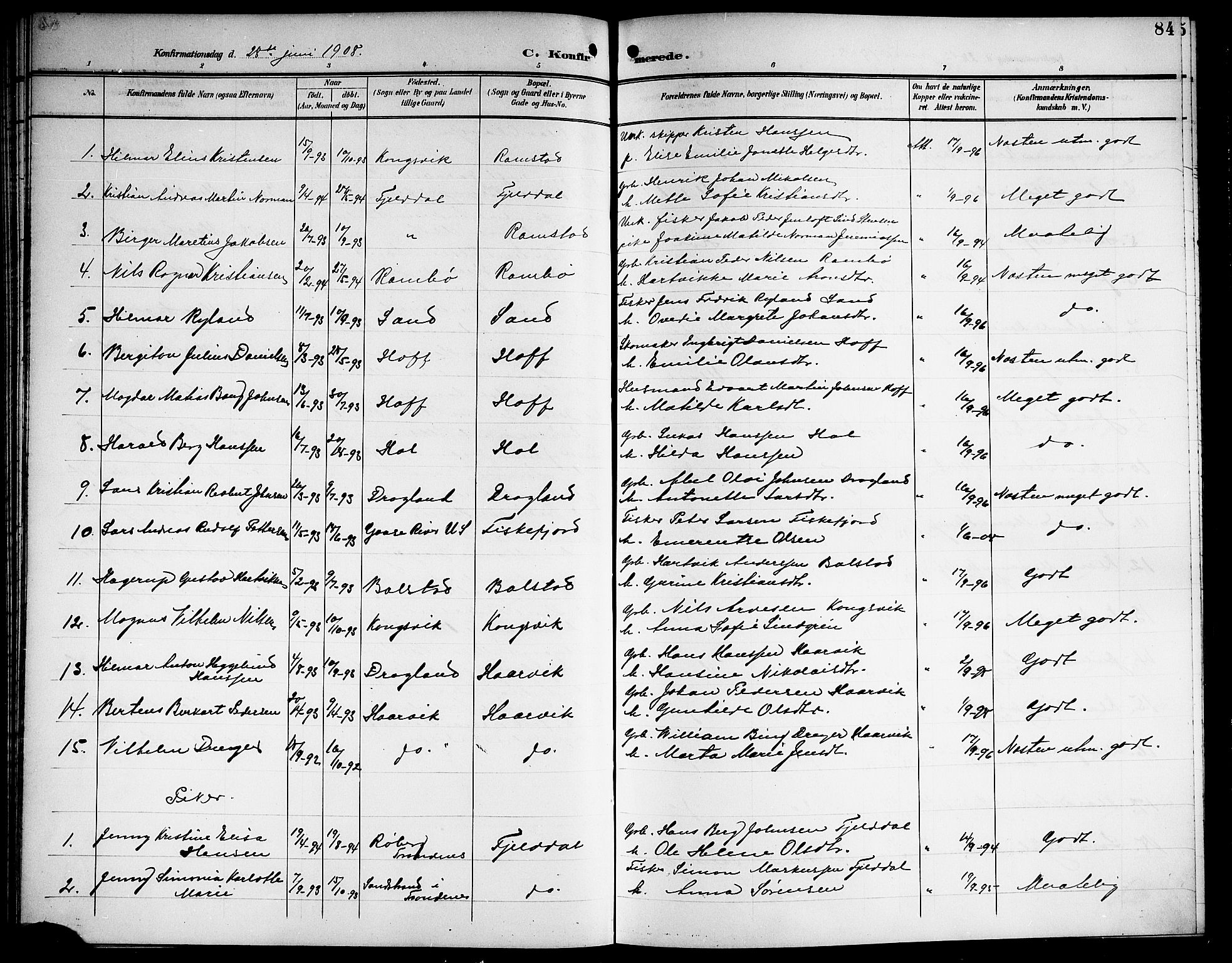 Ministerialprotokoller, klokkerbøker og fødselsregistre - Nordland, AV/SAT-A-1459/865/L0932: Klokkerbok nr. 865C04, 1901-1917, s. 84