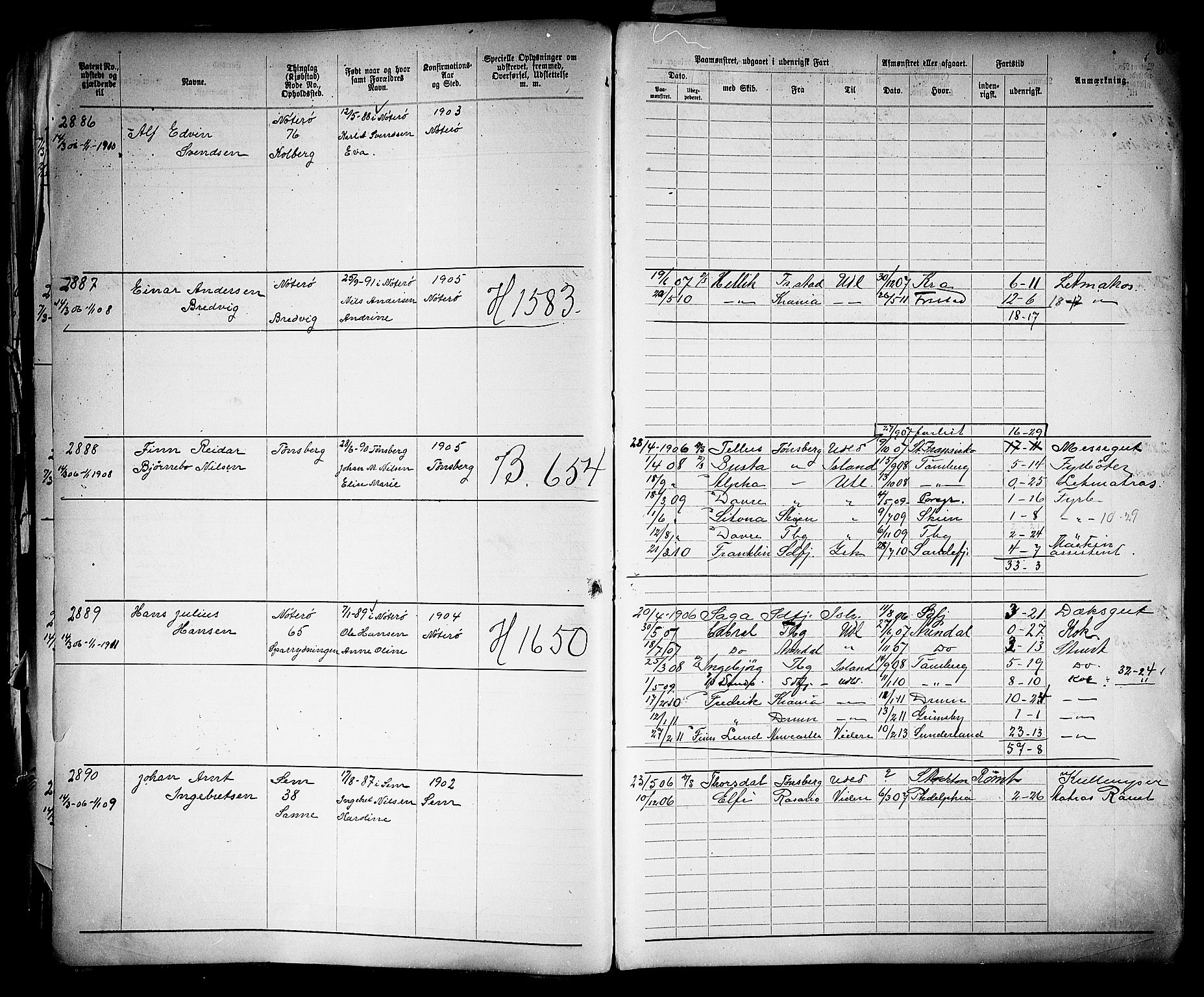 Tønsberg innrulleringskontor, AV/SAKO-A-786/F/Fb/L0005: Annotasjonsrulle Patent nr. 2401-4080, 1904-1910, s. 102