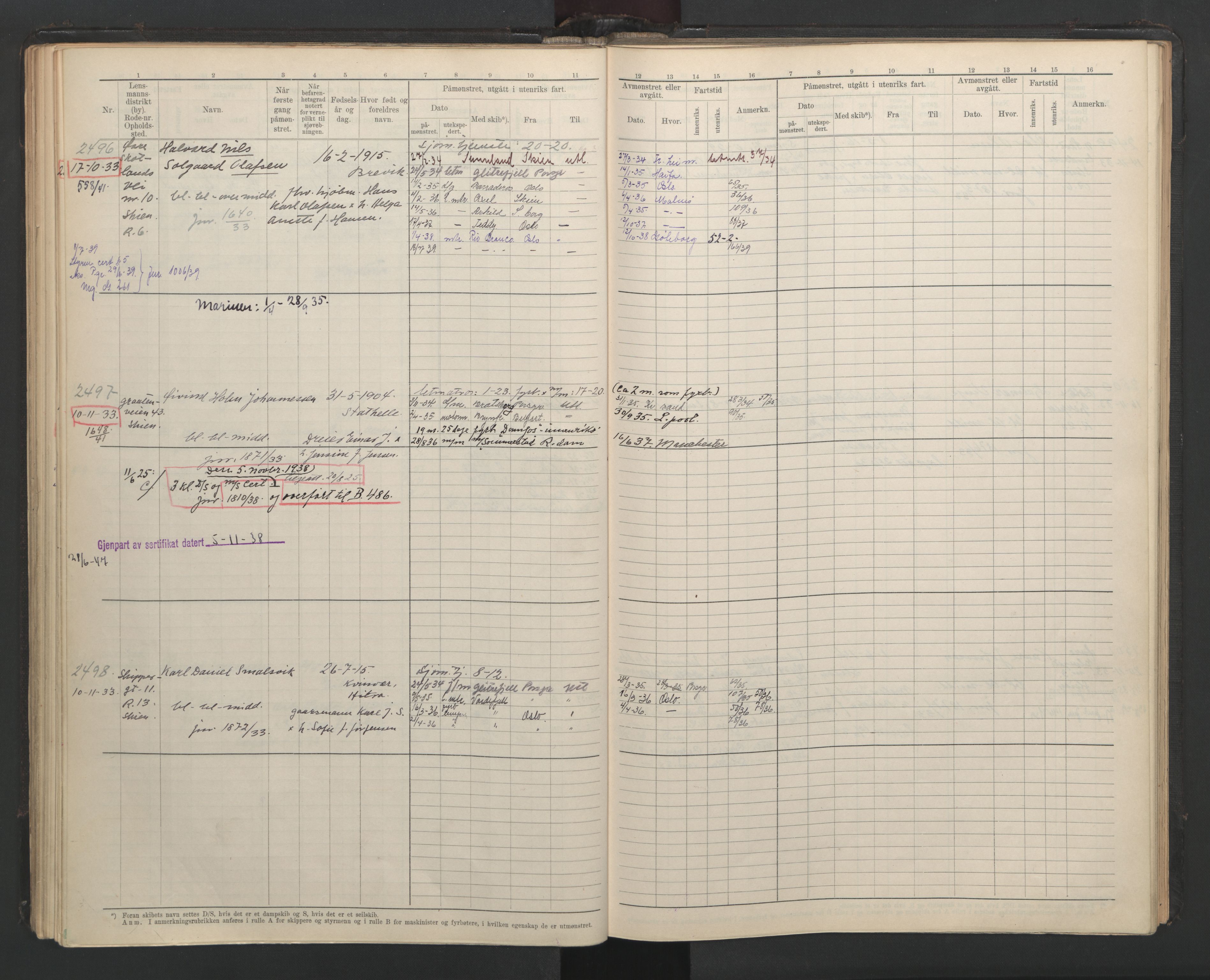 Skien innrulleringskontor, AV/SAKO-A-832/F/Fb/L0008: Hovedrulle, 1927-1948, s. 93