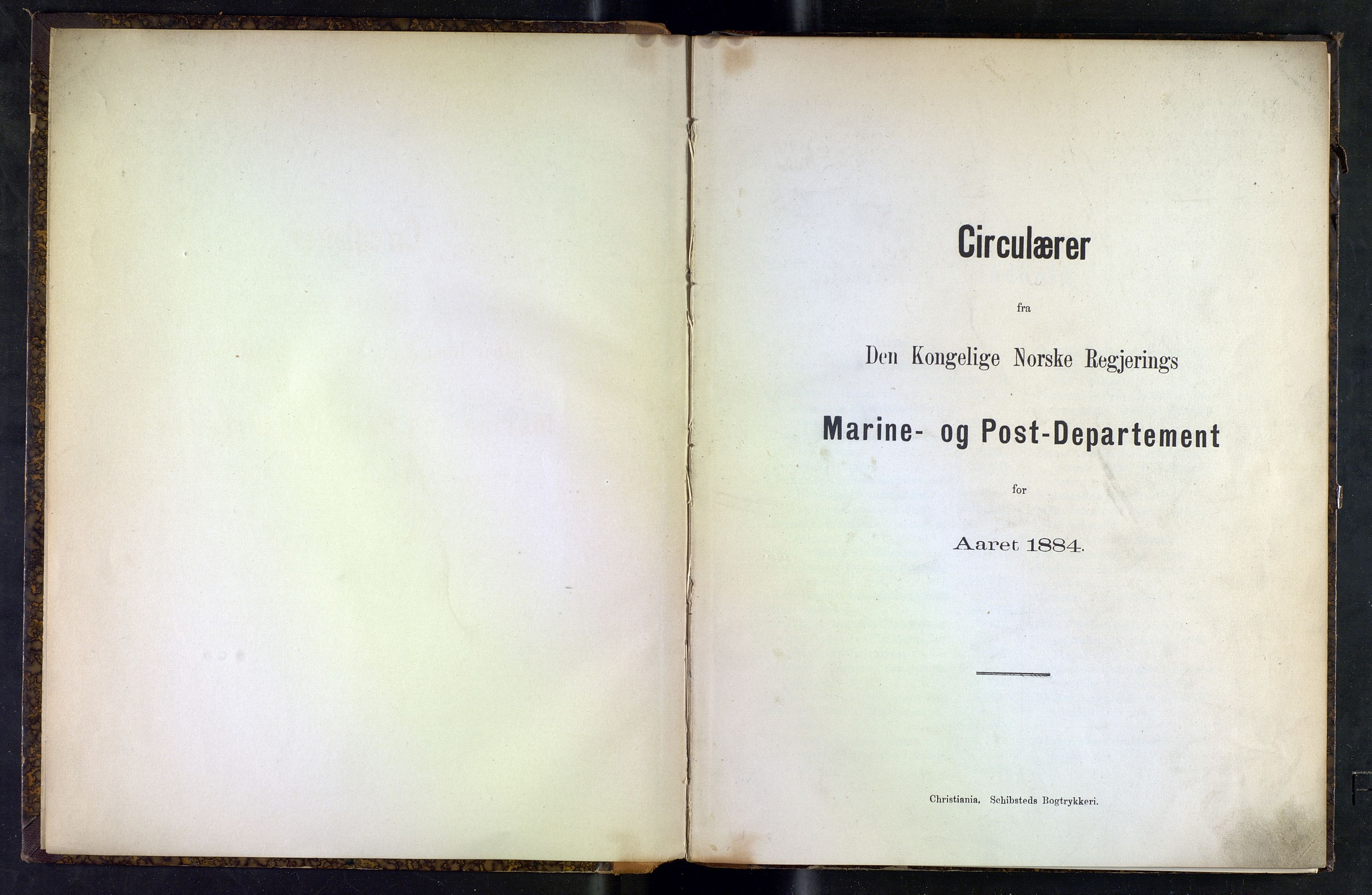 Norges Postmuseums bibliotek, NOPO/-/-/-: Sirkulærer fra Den Kongelige Norske Regjerings Marine- og Postdepartement, 1884