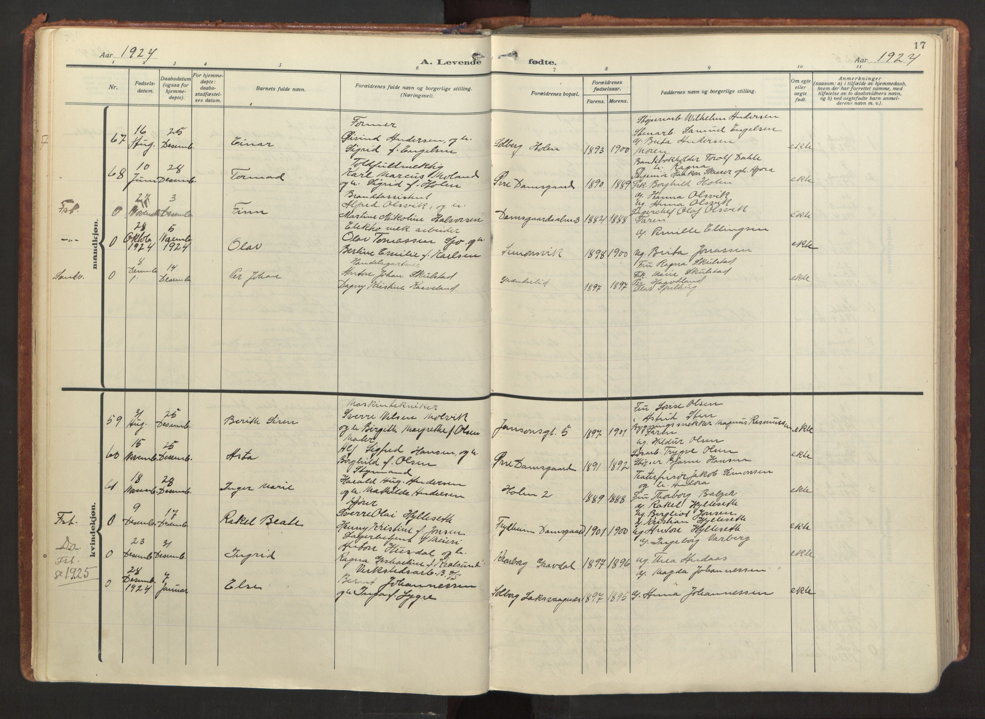 Laksevåg Sokneprestembete, AV/SAB-A-76501/H/Ha/Haa/Haab/L0001: Ministerialbok nr. B 1, 1923-1945, s. 17