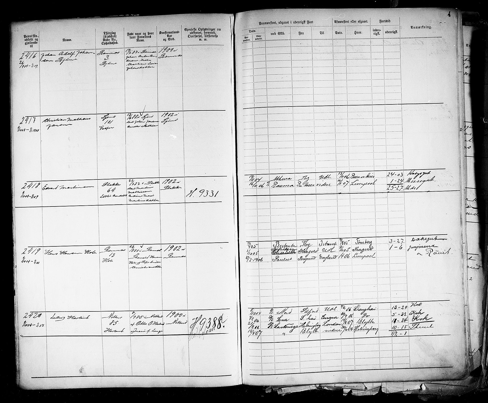 Tønsberg innrulleringskontor, AV/SAKO-A-786/F/Fb/L0005: Annotasjonsrulle Patent nr. 2401-4080, 1904-1910, s. 7