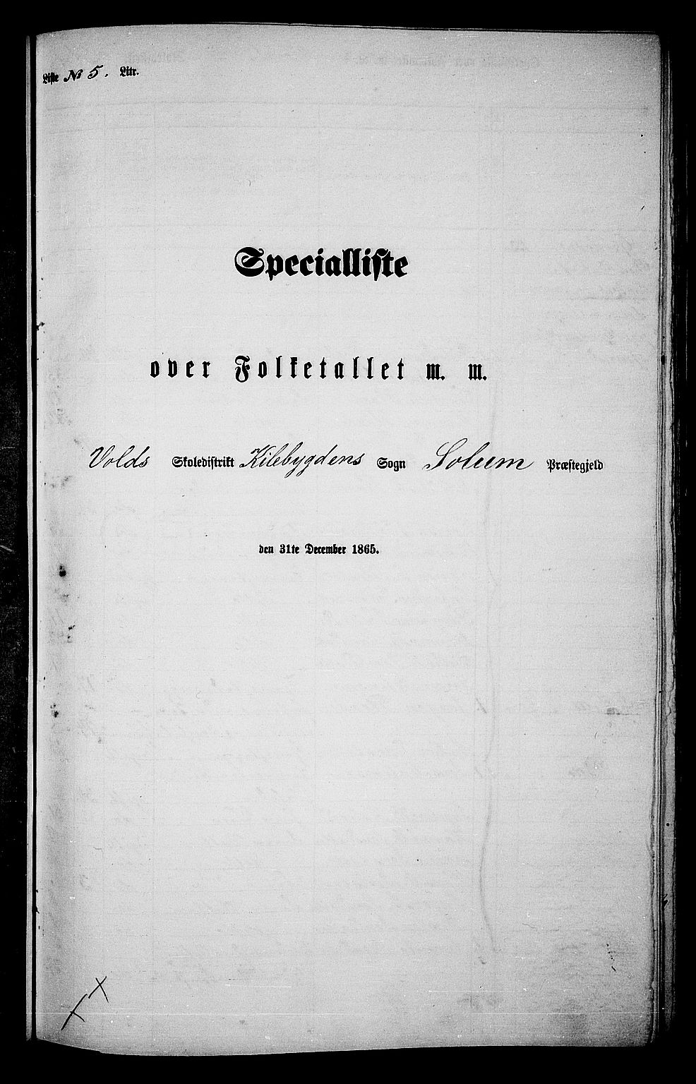 RA, Folketelling 1865 for 0818P Solum prestegjeld, 1865, s. 126