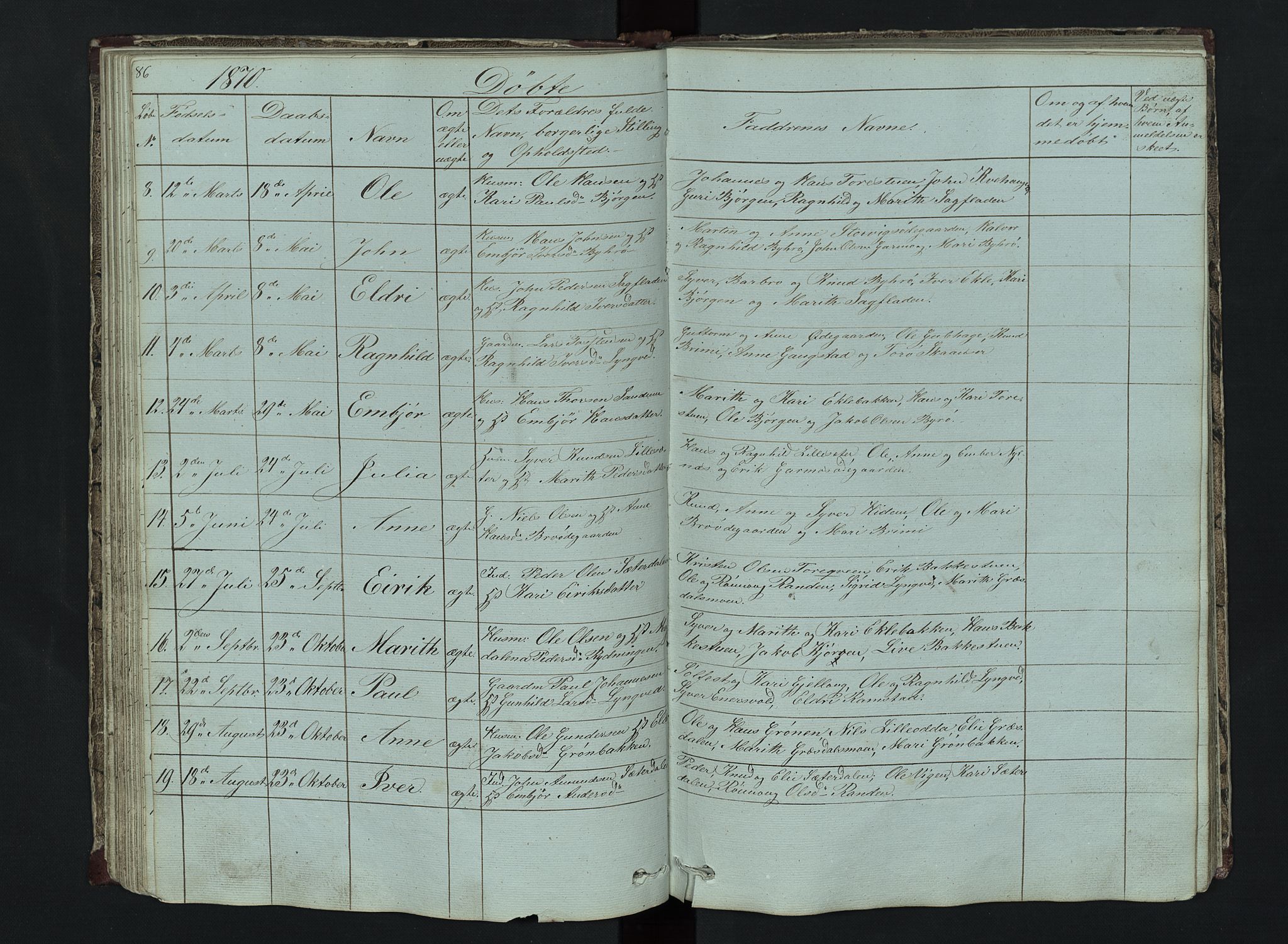 Lom prestekontor, AV/SAH-PREST-070/L/L0014: Klokkerbok nr. 14, 1845-1876, s. 86-87
