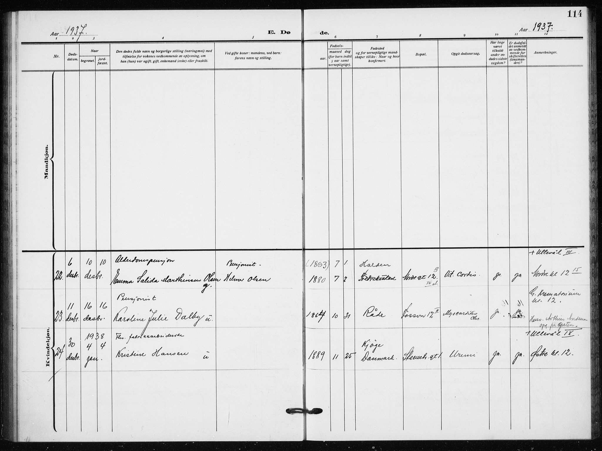 Hauge prestekontor Kirkebøker, AV/SAO-A-10849/F/Fa/L0005: Ministerialbok nr. 5, 1917-1938, s. 114