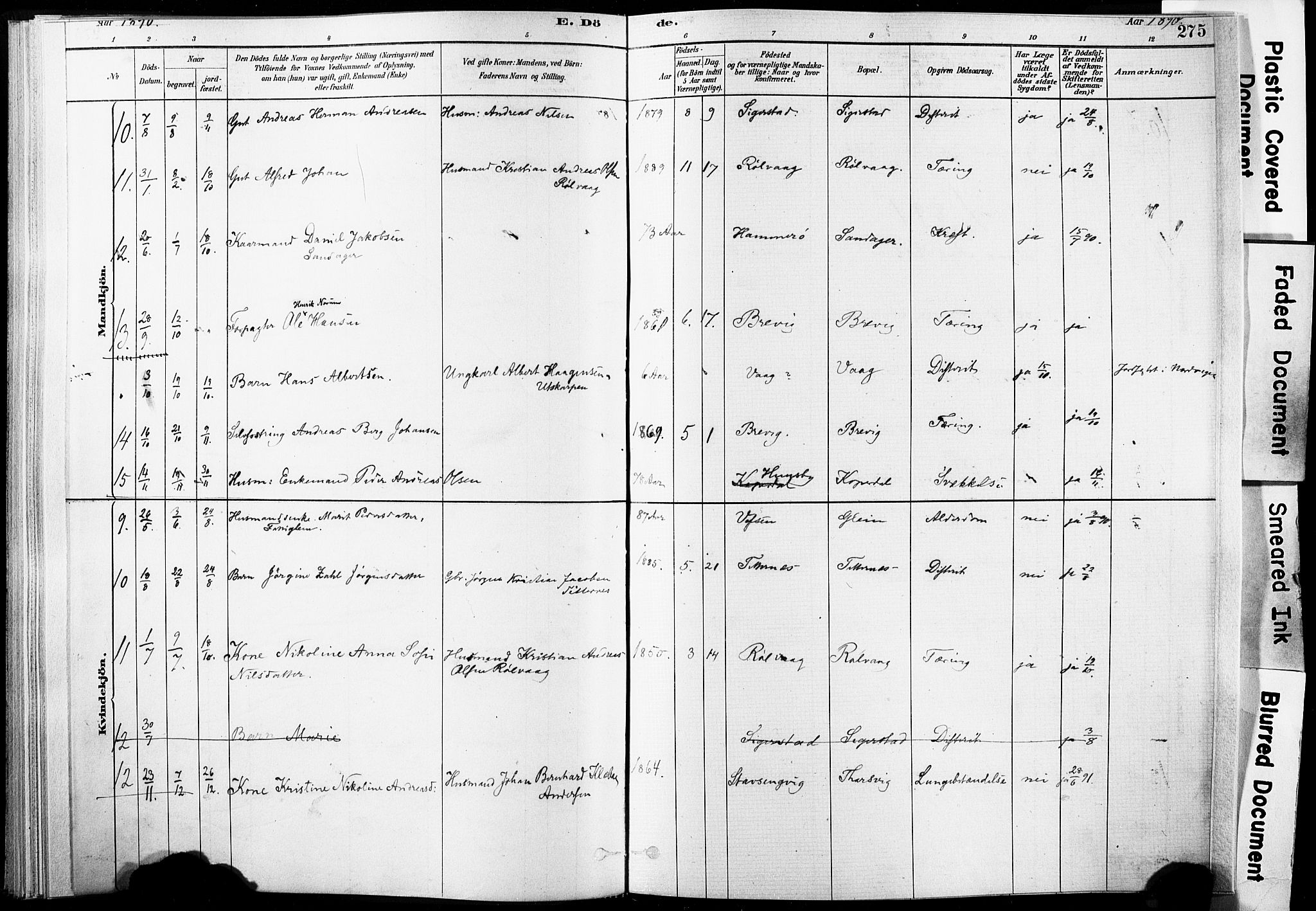 Ministerialprotokoller, klokkerbøker og fødselsregistre - Nordland, AV/SAT-A-1459/835/L0526: Ministerialbok nr. 835A03II, 1881-1910, s. 275