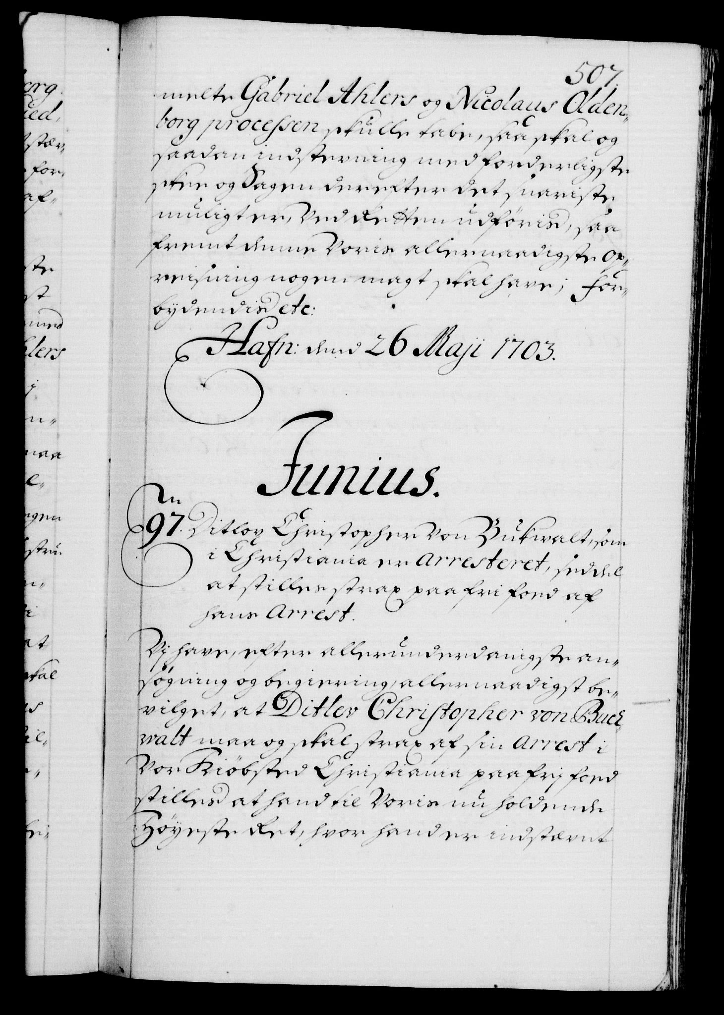 Danske Kanselli 1572-1799, RA/EA-3023/F/Fc/Fca/Fcaa/L0018: Norske registre, 1699-1703, s. 507a
