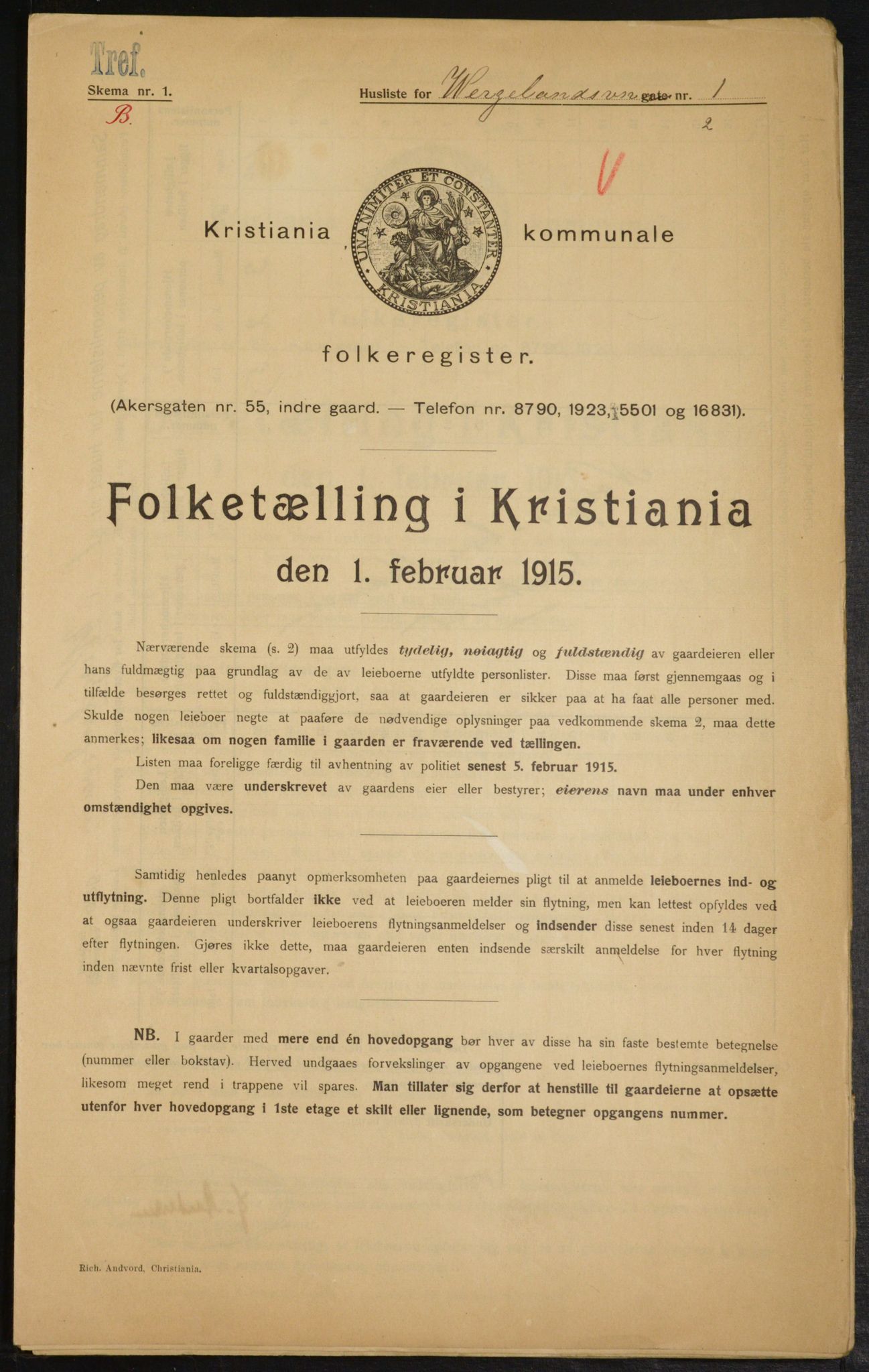 OBA, Kommunal folketelling 1.2.1915 for Kristiania, 1915, s. 128335