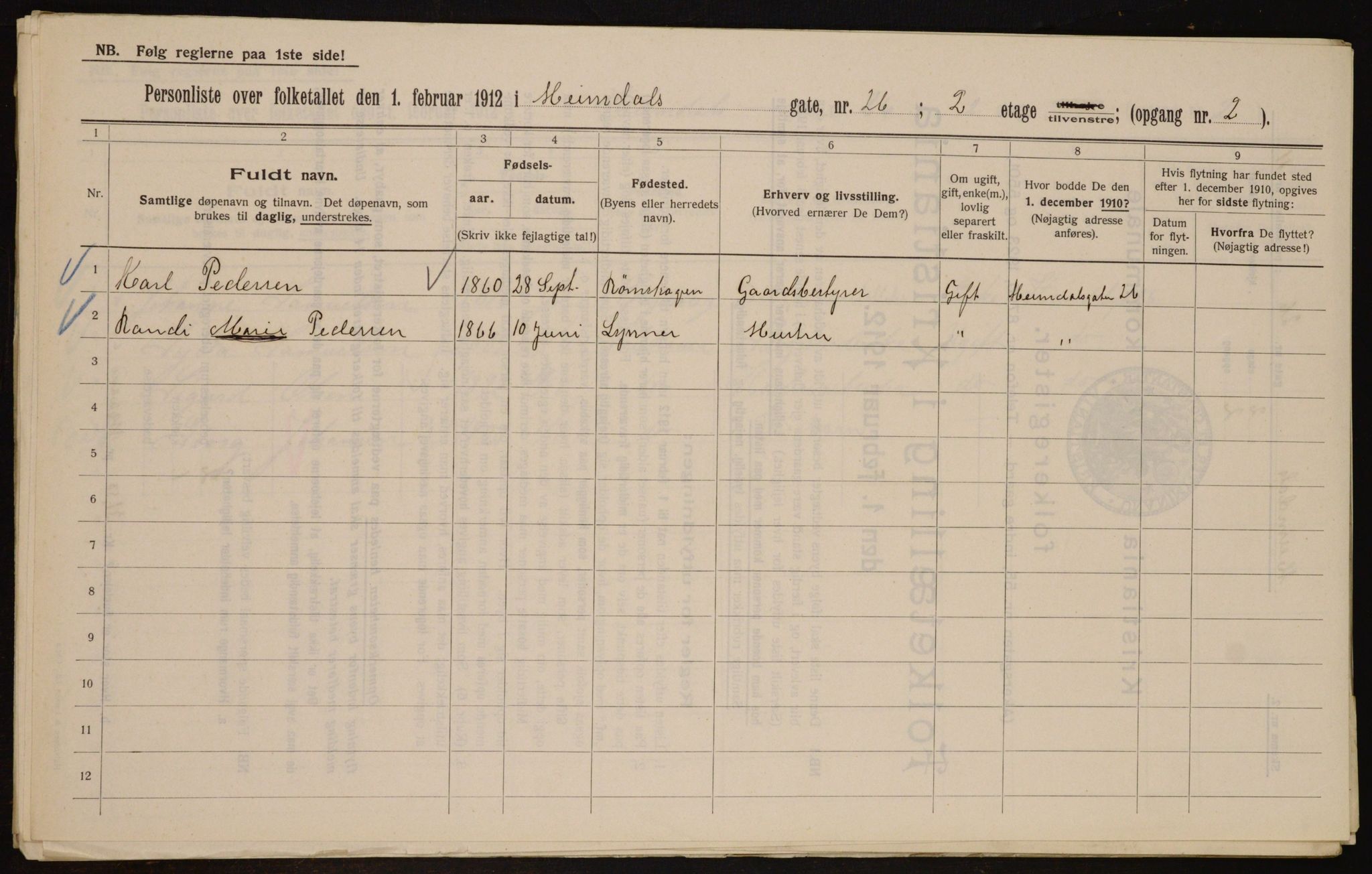 OBA, Kommunal folketelling 1.2.1912 for Kristiania, 1912, s. 37216