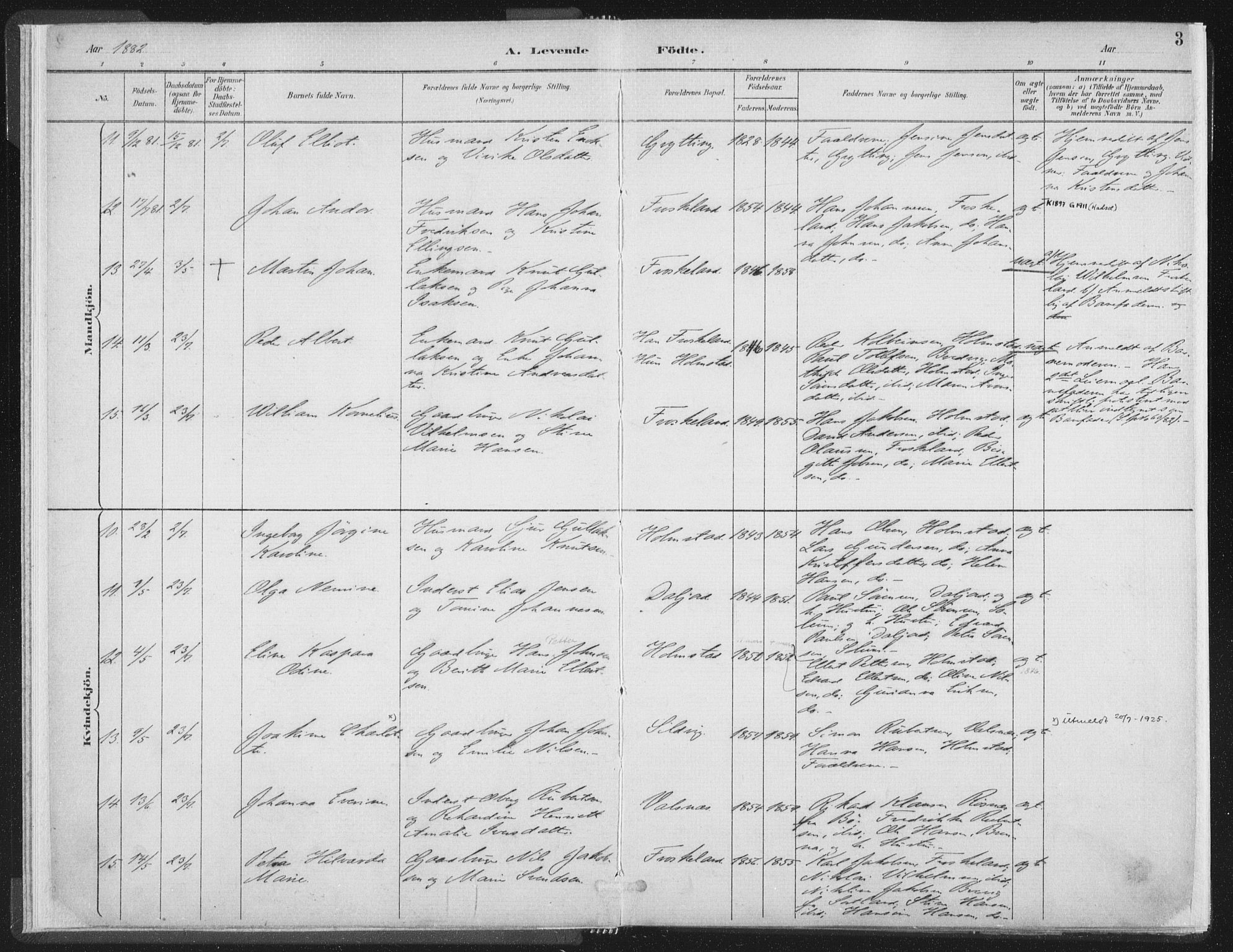 Ministerialprotokoller, klokkerbøker og fødselsregistre - Nordland, SAT/A-1459/890/L1286: Ministerialbok nr. 890A01, 1882-1902, s. 3