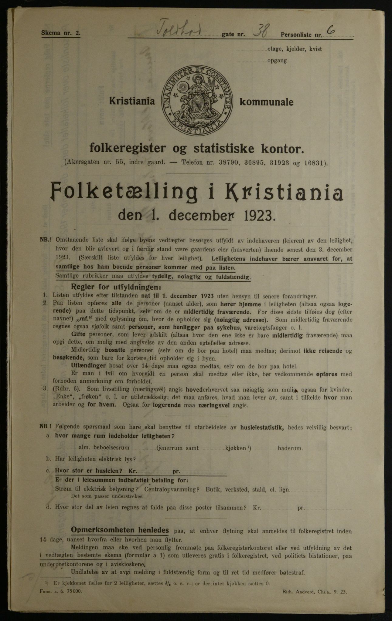 OBA, Kommunal folketelling 1.12.1923 for Kristiania, 1923, s. 125174