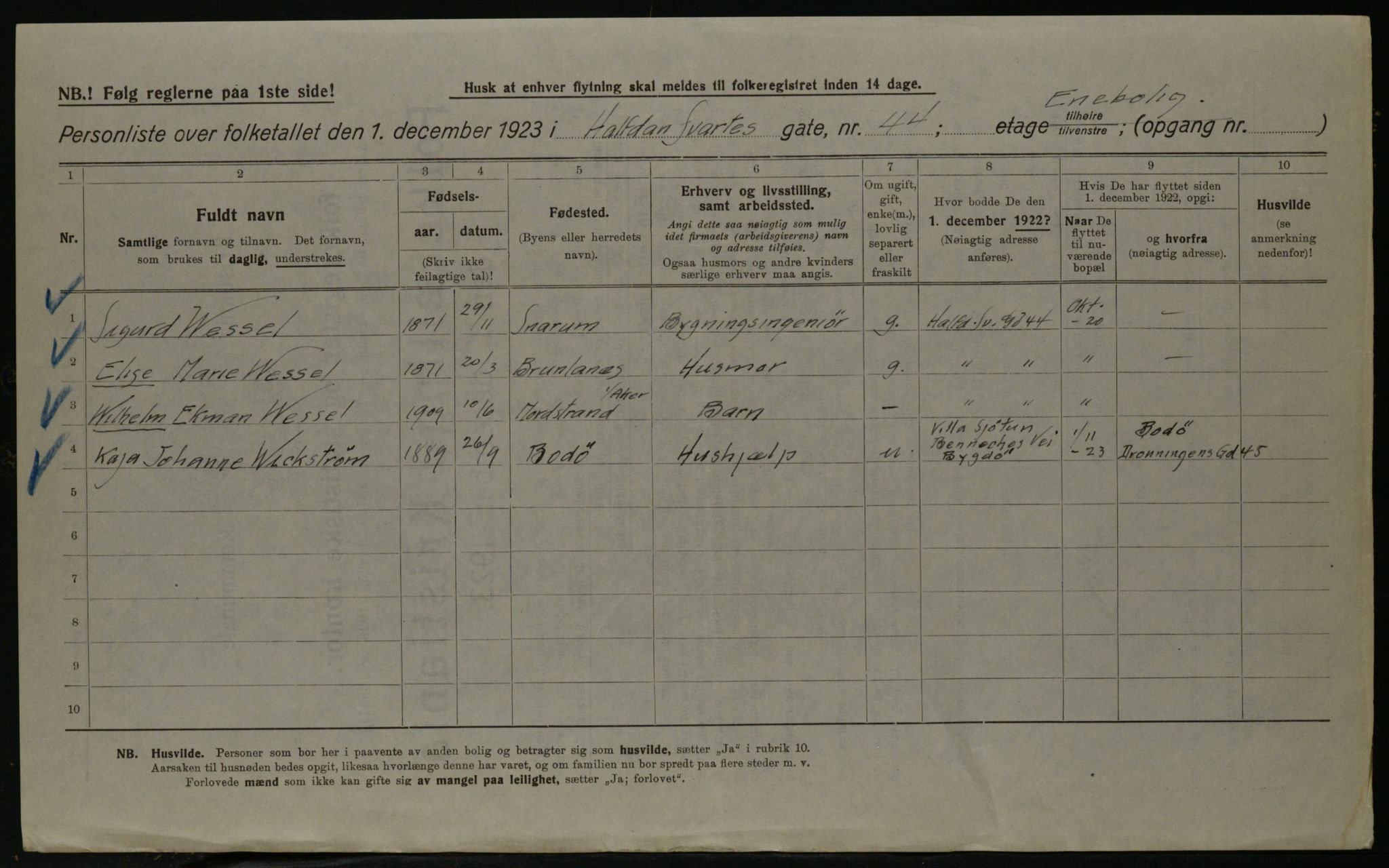 OBA, Kommunal folketelling 1.12.1923 for Kristiania, 1923, s. 38313