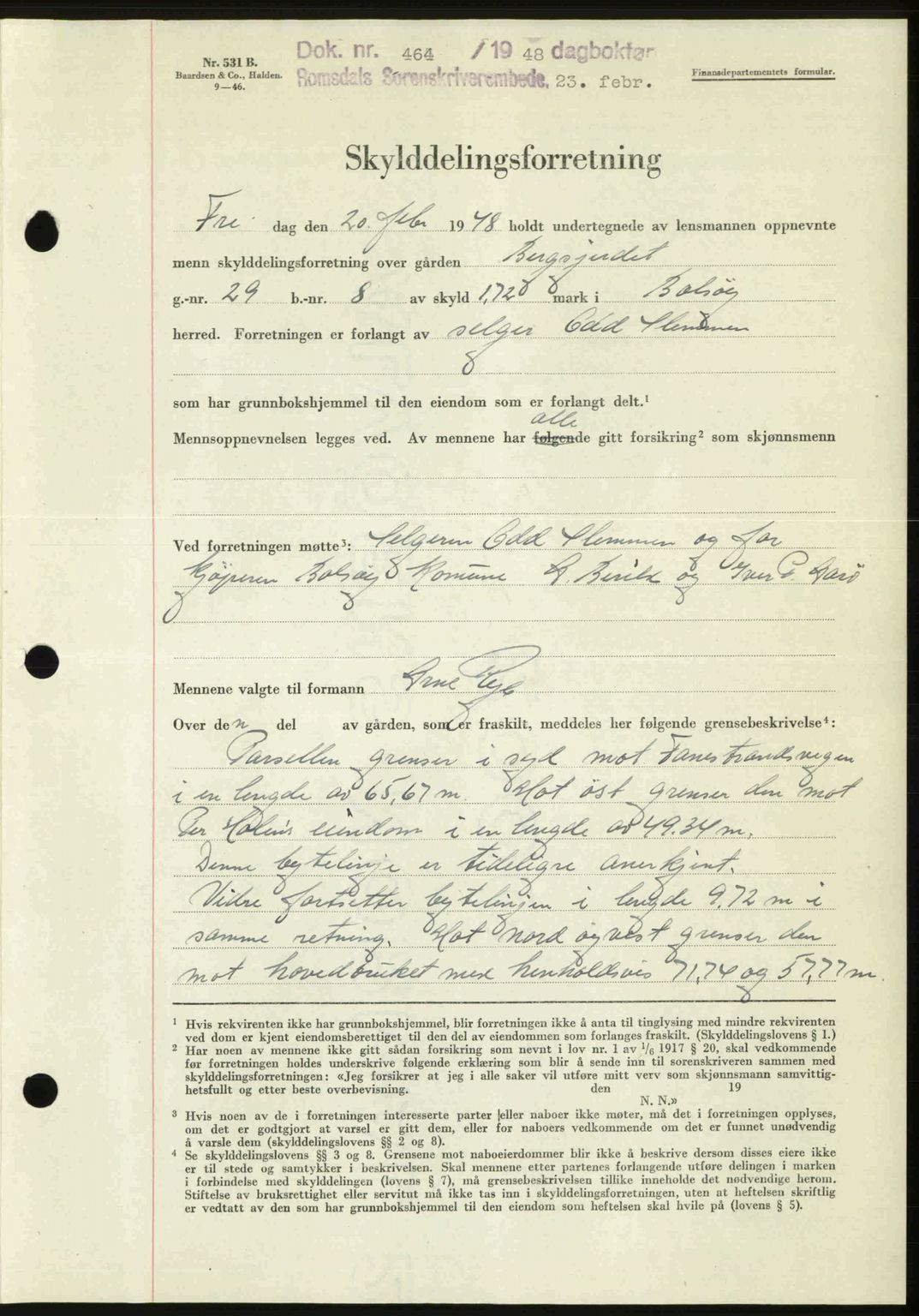 Romsdal sorenskriveri, SAT/A-4149/1/2/2C: Pantebok nr. A25, 1948-1948, Dagboknr: 464/1948