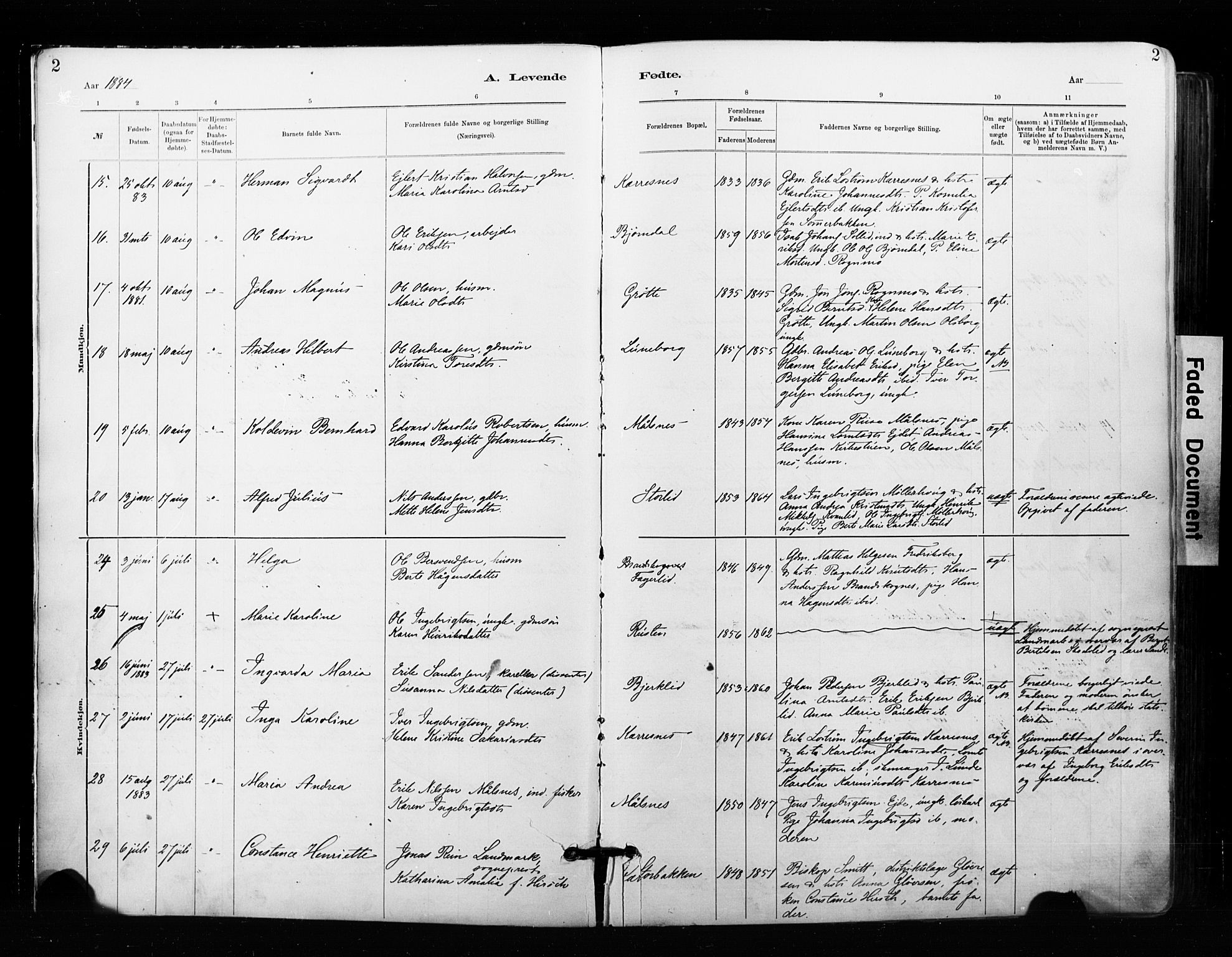 Målselv sokneprestembete, AV/SATØ-S-1311/G/Ga/Gaa/L0007kirke: Ministerialbok nr. 7, 1884-1903, s. 2