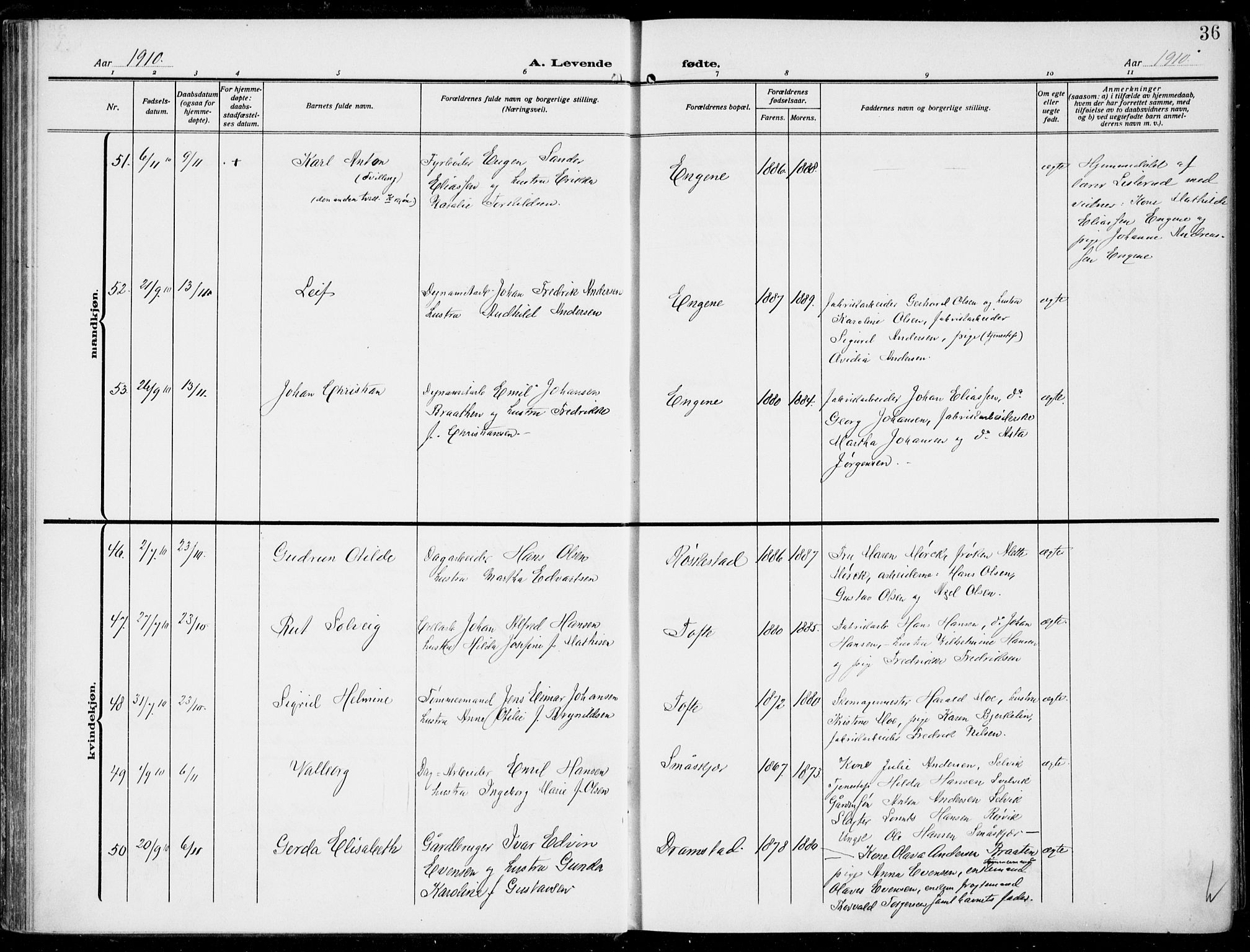 Hurum kirkebøker, AV/SAKO-A-229/F/Fa/L0016: Ministerialbok nr. 16, 1899-1918, s. 36