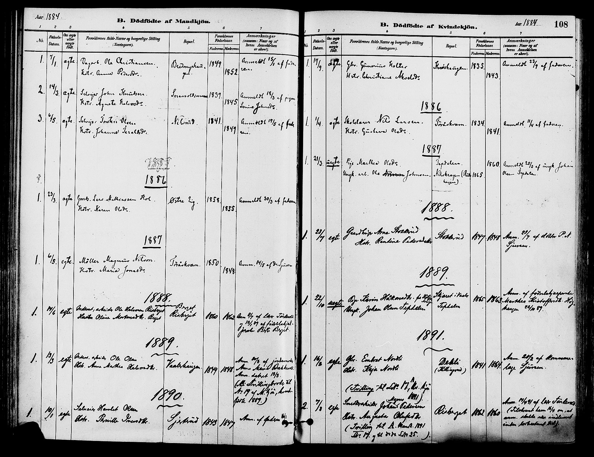 Våler prestekontor, Hedmark, AV/SAH-PREST-040/H/Ha/Haa/L0002: Ministerialbok nr. 3, 1879-1911, s. 108