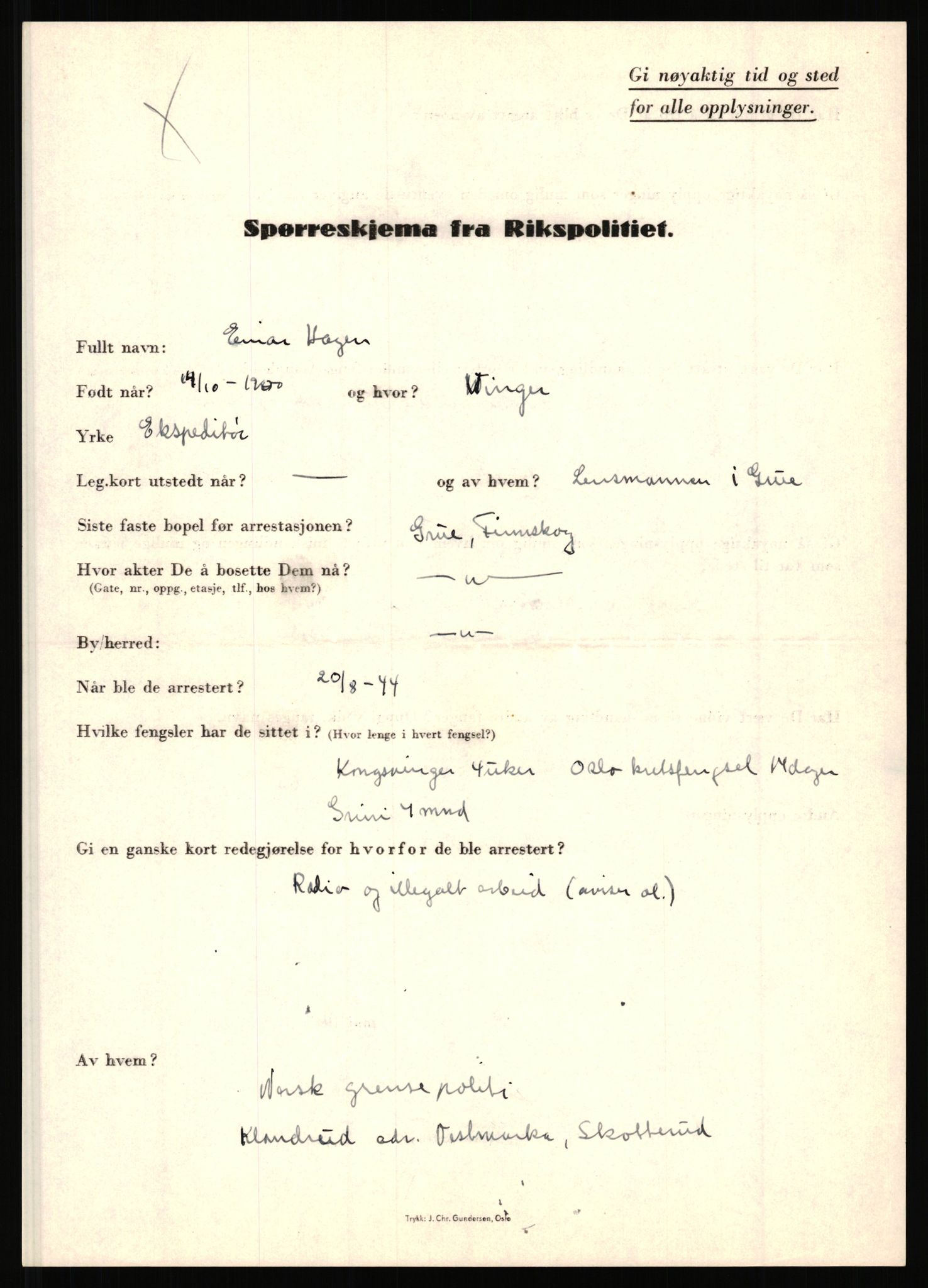 Rikspolitisjefen, AV/RA-S-1560/L/L0005: Gidske, Peder Martin -  Hansell, Georg, 1940-1945, s. 830