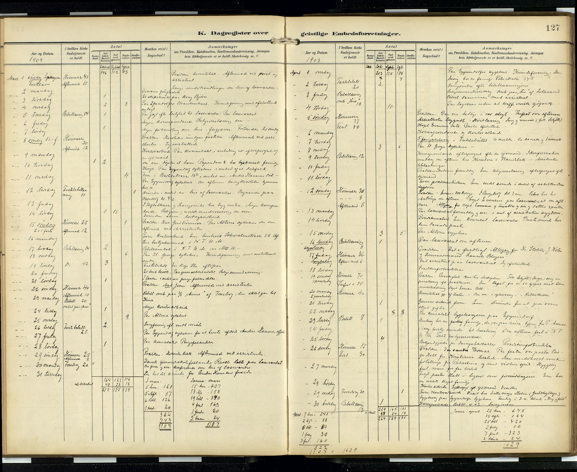 Den norske sjømannsmisjon i utlandet/Hamburg, AV/SAB-SAB/PA-0107/H/Ha/L0001: Ministerialbok nr. A 1, 1907-1951, s. 126b-127a