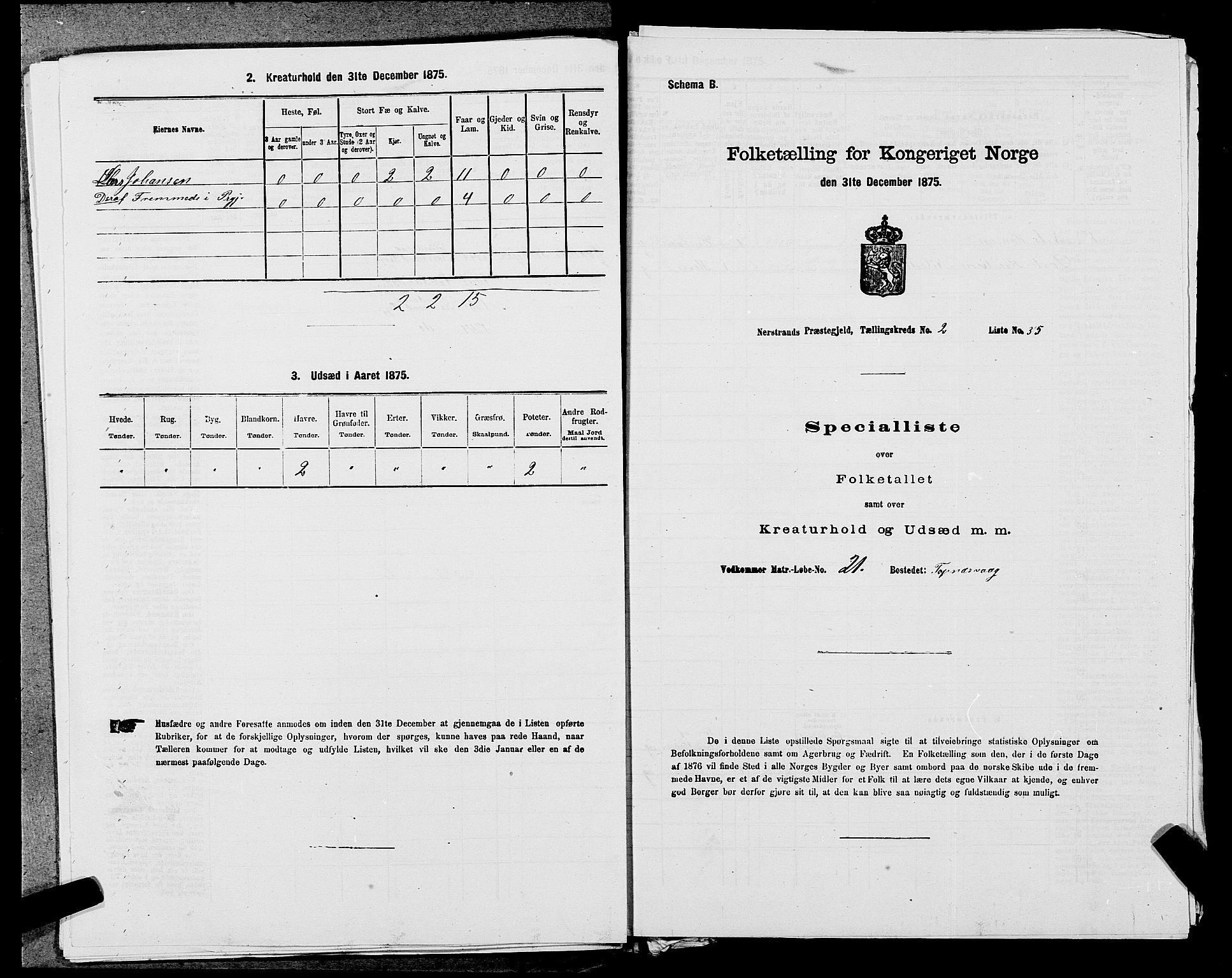 SAST, Folketelling 1875 for 1139P Nedstrand prestegjeld, 1875, s. 620