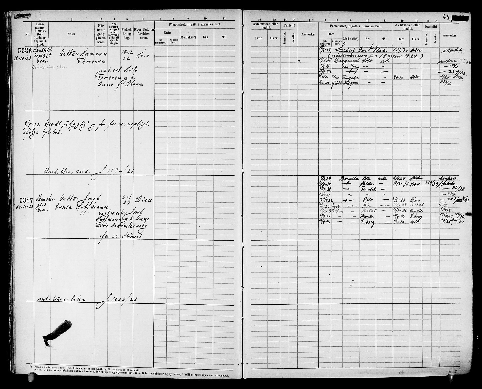 Drammen innrulleringsdistrikt, AV/SAKO-A-781/F/Fc/L0008: Hovedrulle, 1923, s. 46