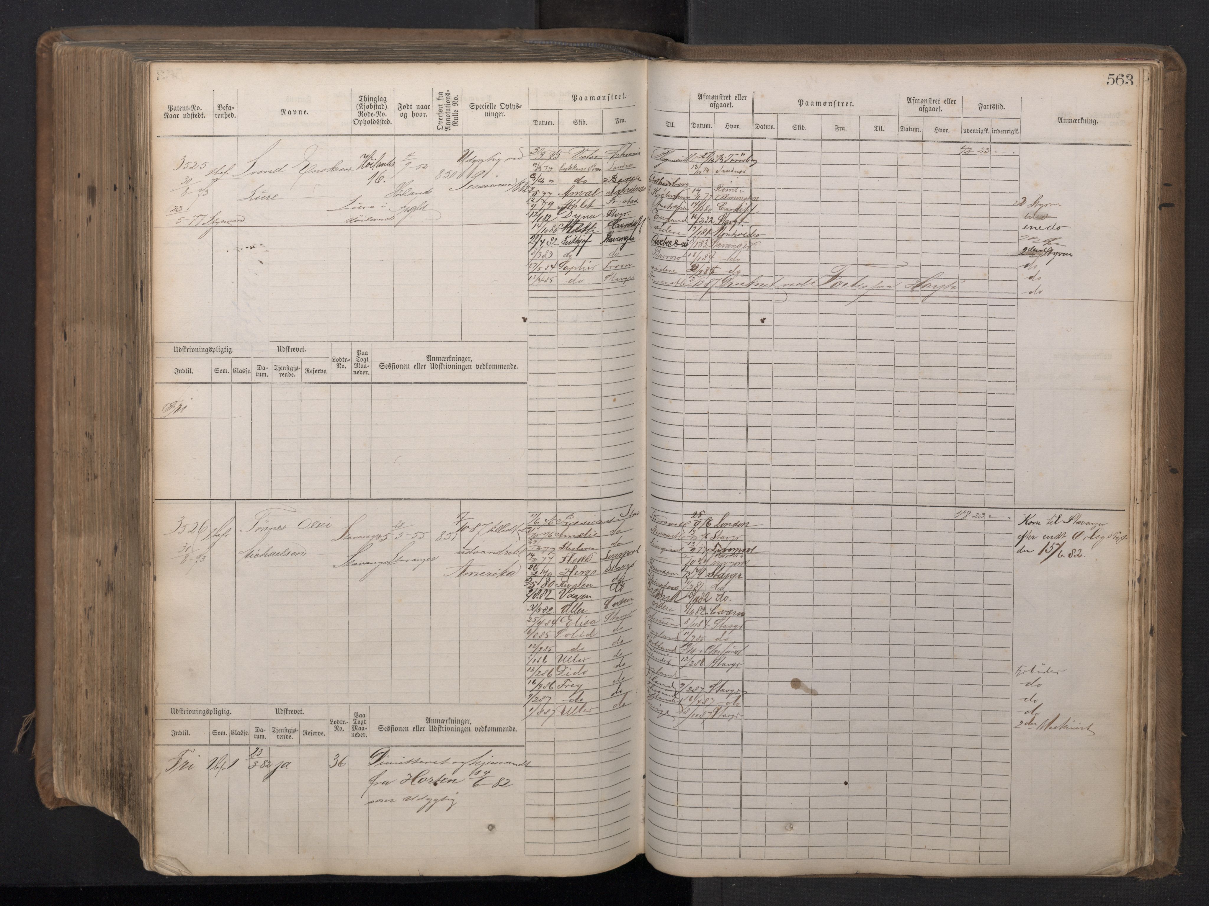 Stavanger sjømannskontor, AV/SAST-A-102006/F/Fb/Fbb/L0018: Sjøfartshovedrulle patnentnr. 2402-3602 (dublett), 1869, s. 567