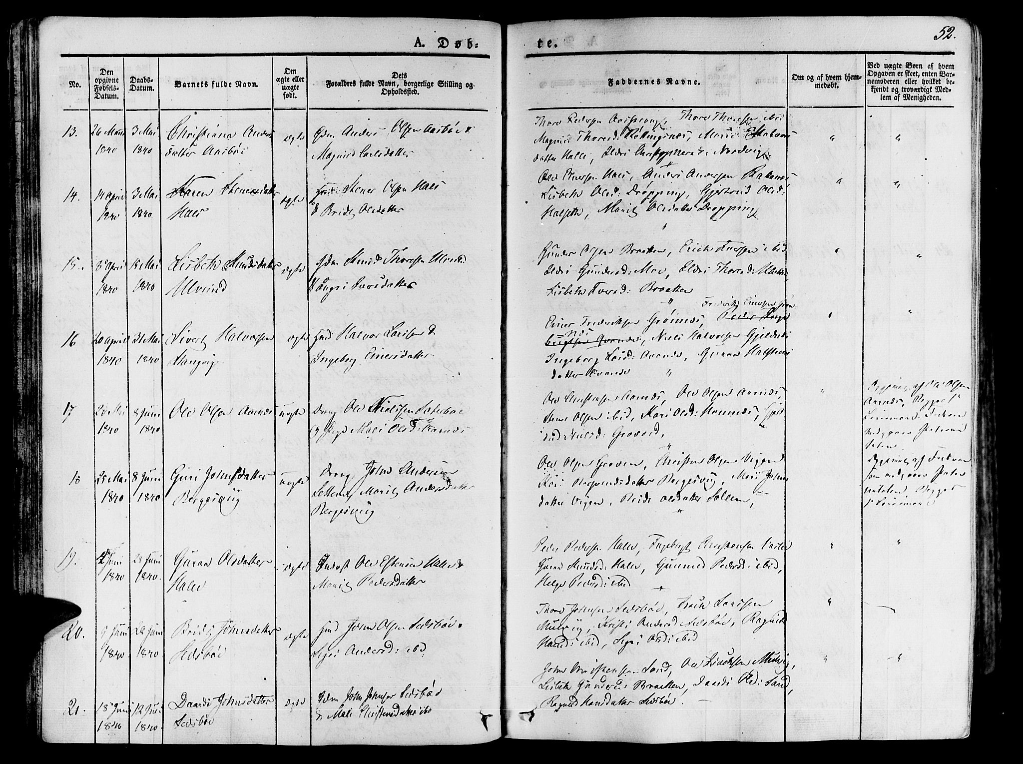 Ministerialprotokoller, klokkerbøker og fødselsregistre - Møre og Romsdal, AV/SAT-A-1454/592/L1024: Ministerialbok nr. 592A03 /1, 1831-1849, s. 52