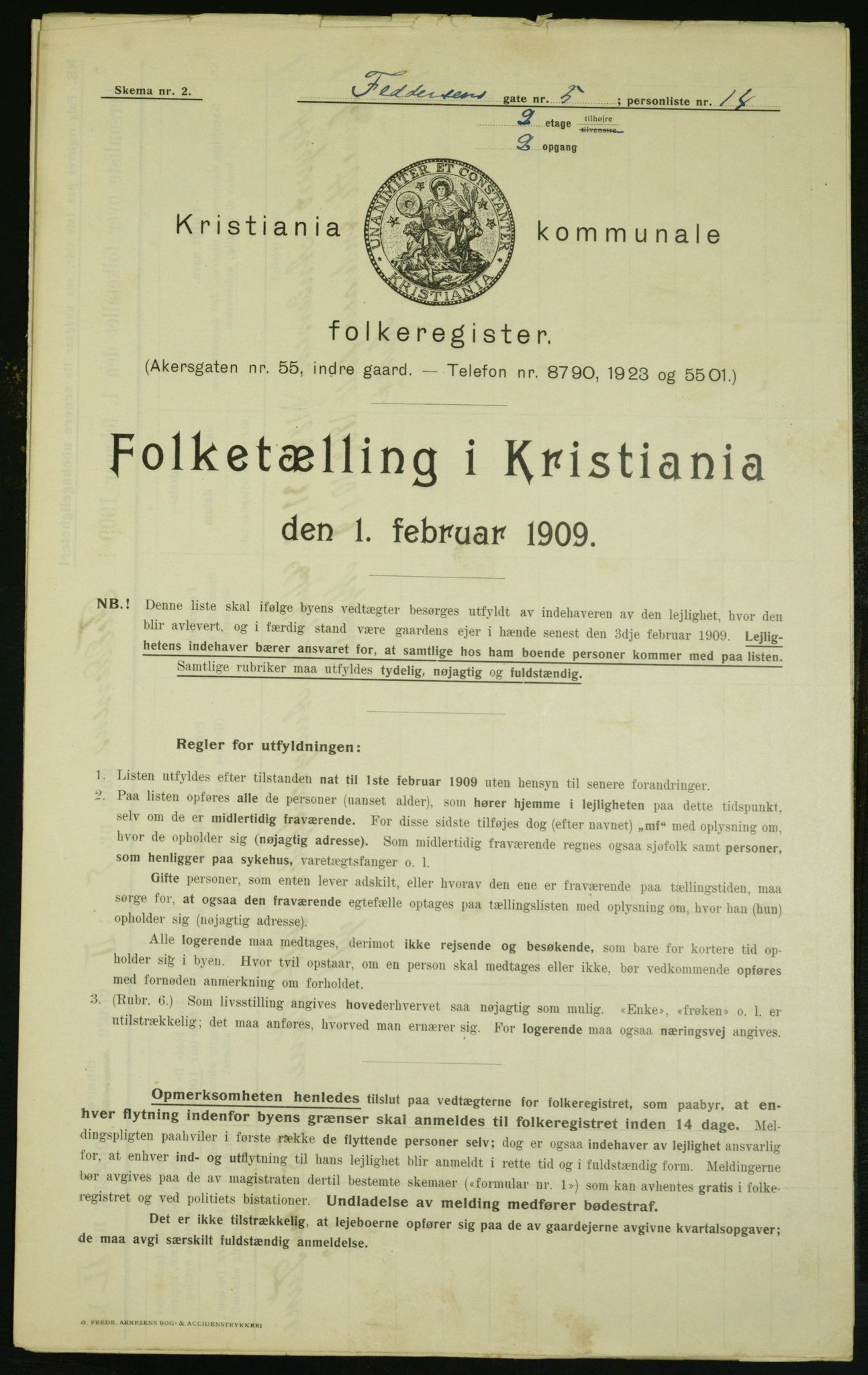 OBA, Kommunal folketelling 1.2.1909 for Kristiania kjøpstad, 1909, s. 21691