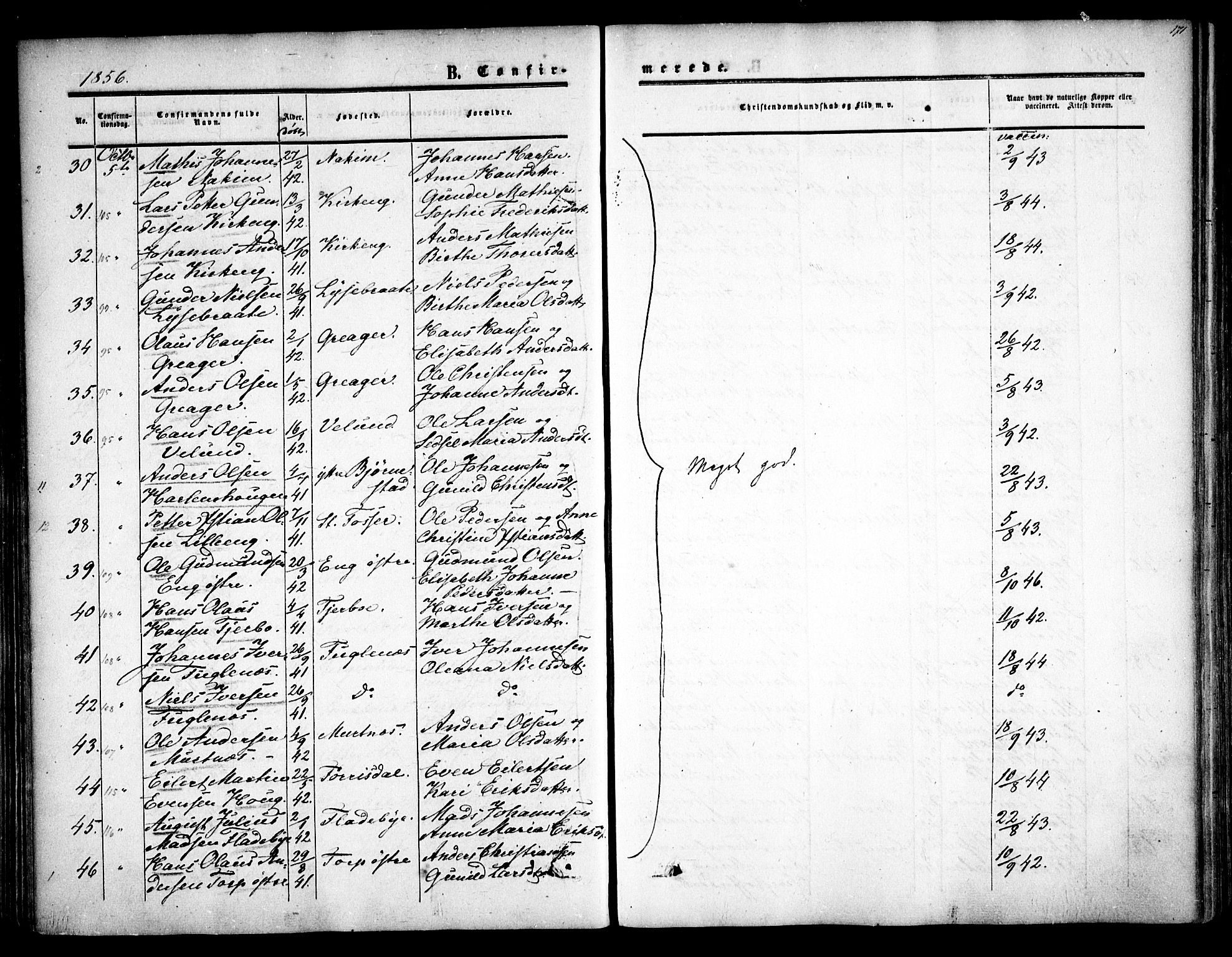 Rakkestad prestekontor Kirkebøker, AV/SAO-A-2008/F/Fa/L0009: Ministerialbok nr. I 9, 1850-1856, s. 171