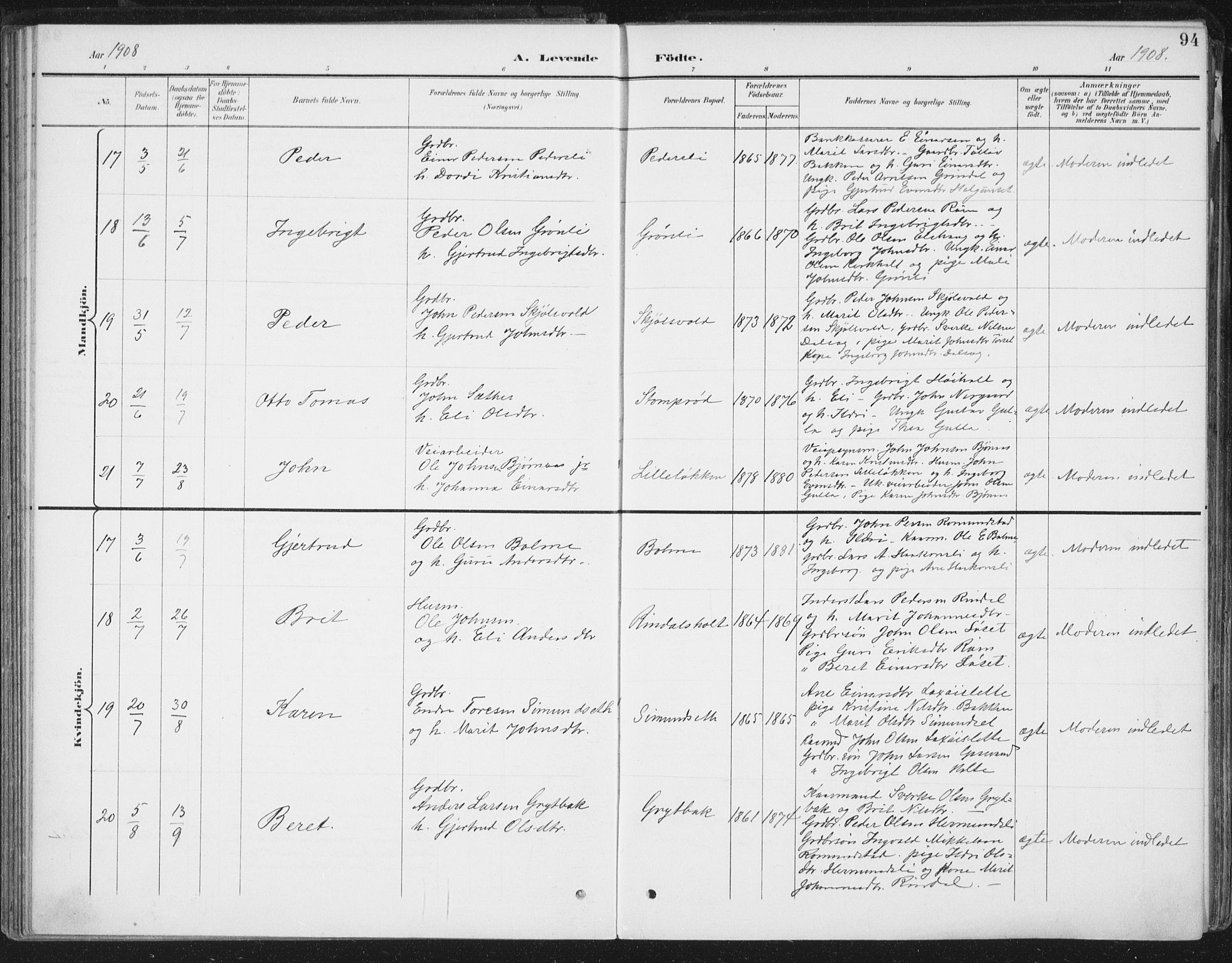 Ministerialprotokoller, klokkerbøker og fødselsregistre - Møre og Romsdal, AV/SAT-A-1454/598/L1072: Ministerialbok nr. 598A06, 1896-1910, s. 94