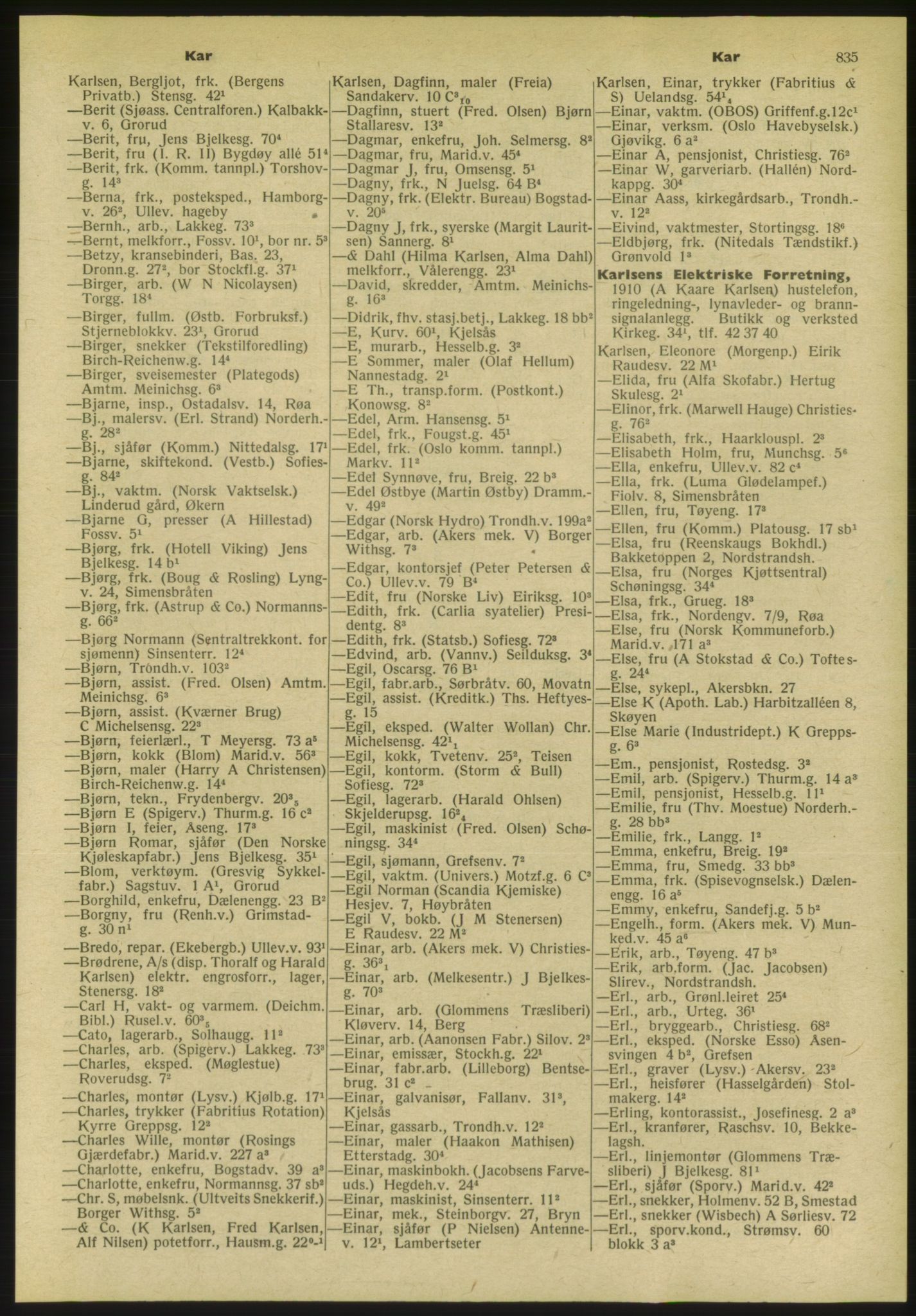Kristiania/Oslo adressebok, PUBL/-, 1954, s. 835