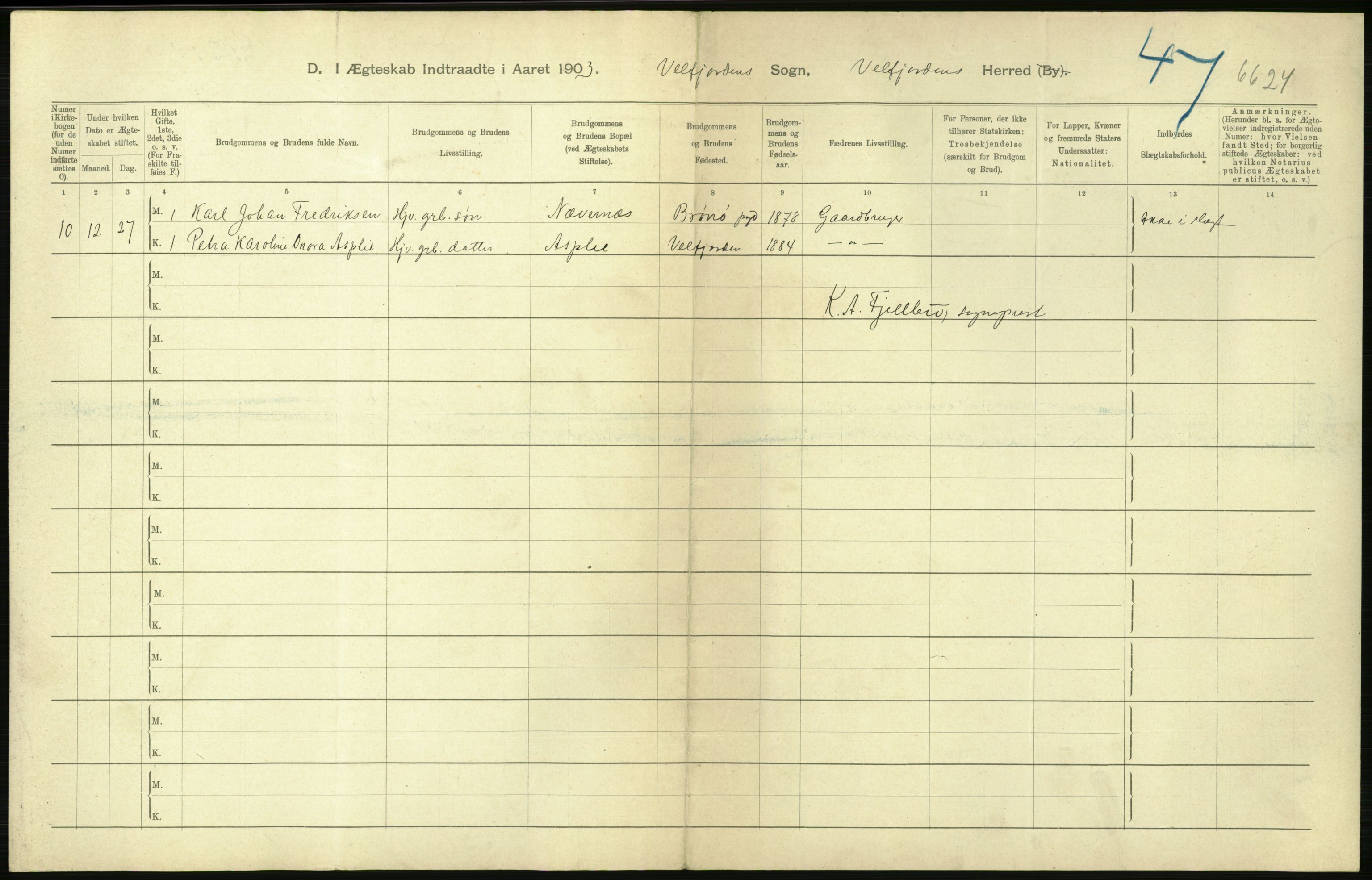 Statistisk sentralbyrå, Sosiodemografiske emner, Befolkning, AV/RA-S-2228/D/Df/Dfa/Dfaa/L0019: Nordlands amt: Fødte, gifte, døde., 1903, s. 58