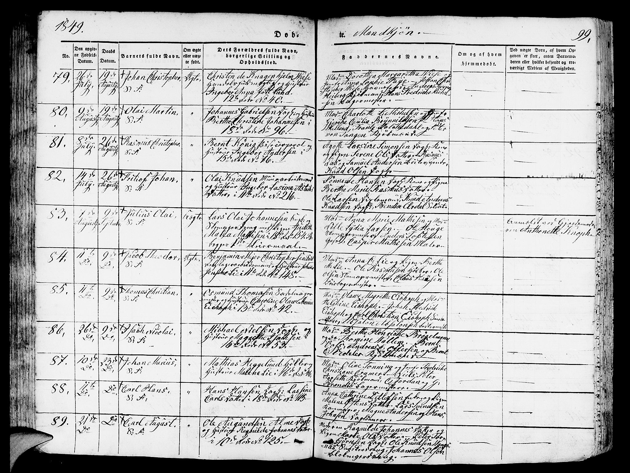 Domkirken sokneprestembete, AV/SAB-A-74801/H/Hab/L0009: Klokkerbok nr. B 2, 1842-1849, s. 99