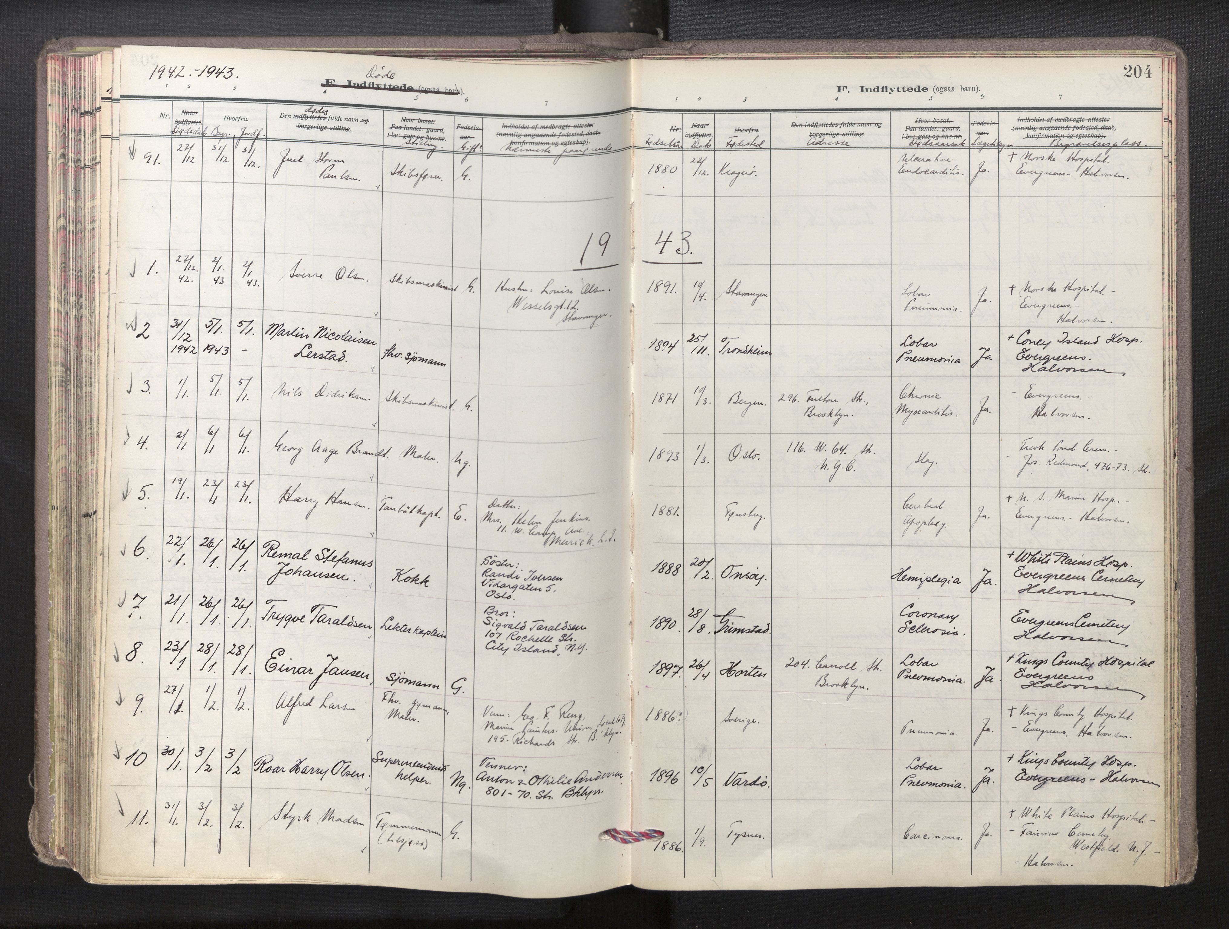 Den norske sjømannsmisjon i utlandet/New York, AV/SAB-SAB/PA-0110/H/Ha/L0009: Ministerialbok nr. A 9, 1935-1945, s. 203b-204a