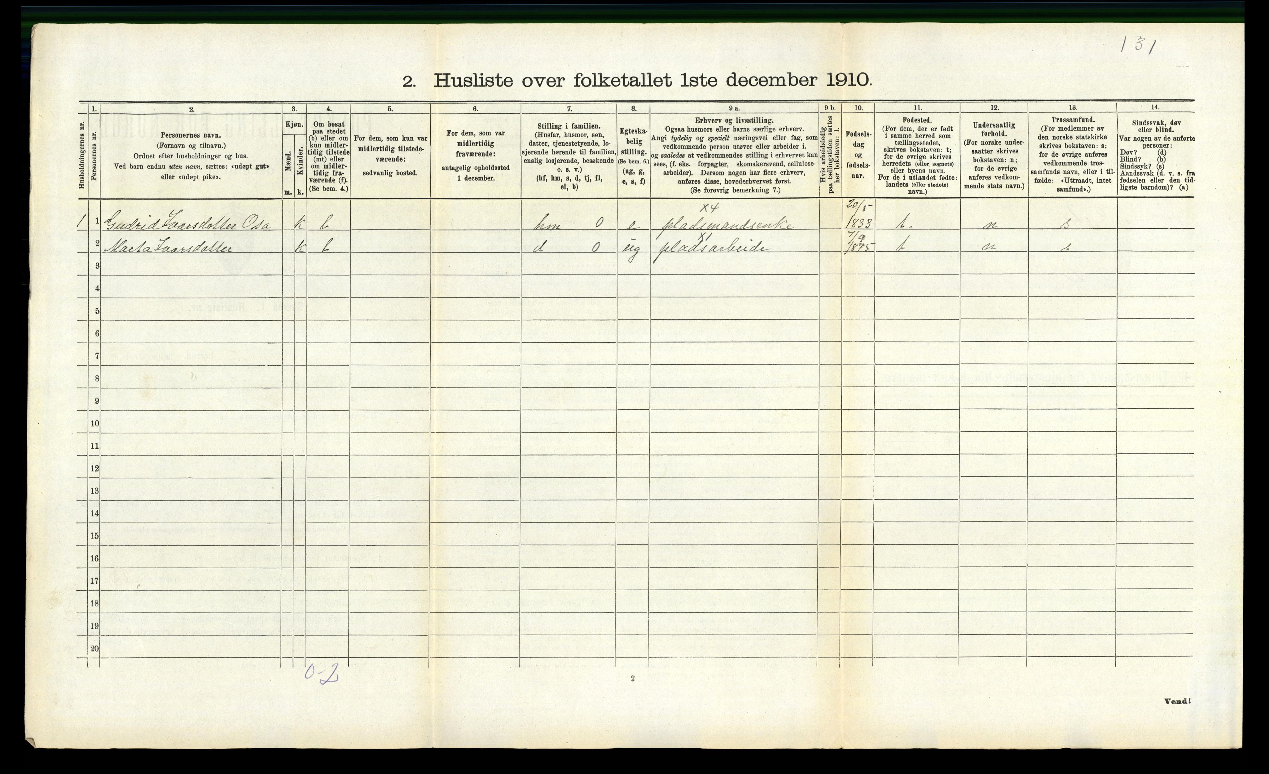 RA, Folketelling 1910 for 1233 Ulvik herred, 1910, s. 85