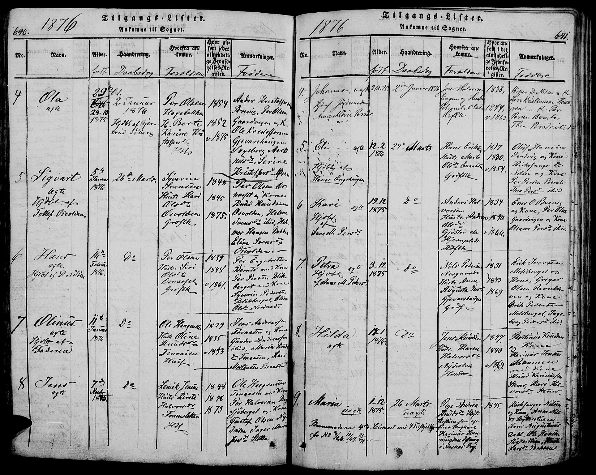 Trysil prestekontor, AV/SAH-PREST-046/H/Ha/Hab/L0005: Klokkerbok nr. 5, 1814-1877, s. 640-641