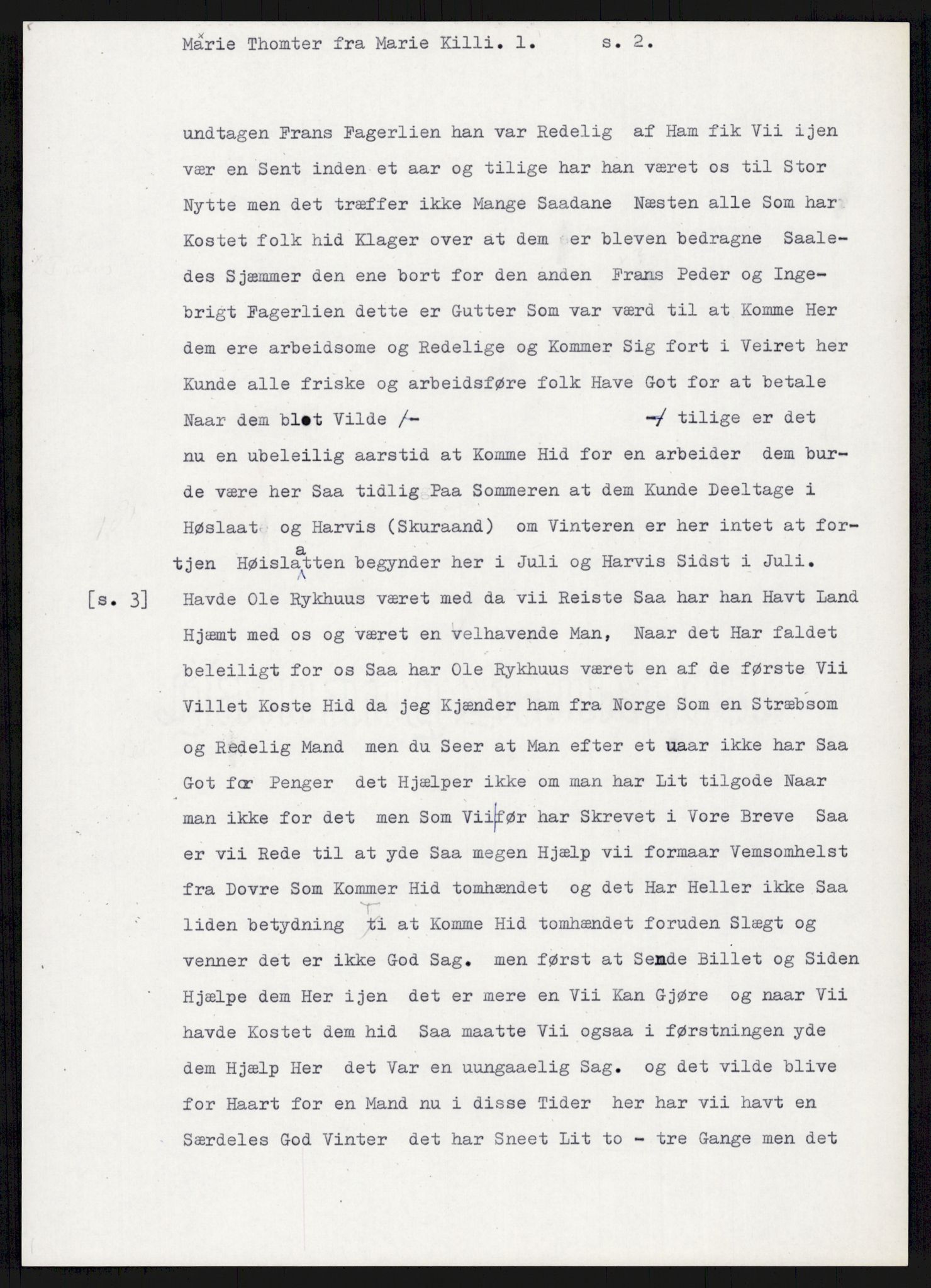 Samlinger til kildeutgivelse, Amerikabrevene, AV/RA-EA-4057/F/L0015: Innlån fra Oppland: Sæteren - Vigerust, 1838-1914, s. 425