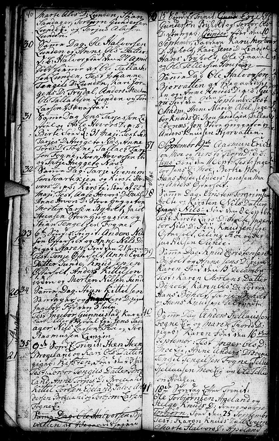 Gjerstad sokneprestkontor, SAK/1111-0014/F/Fb/Fba/L0001: Klokkerbok nr. B 1, 1797-1816, s. 40-41