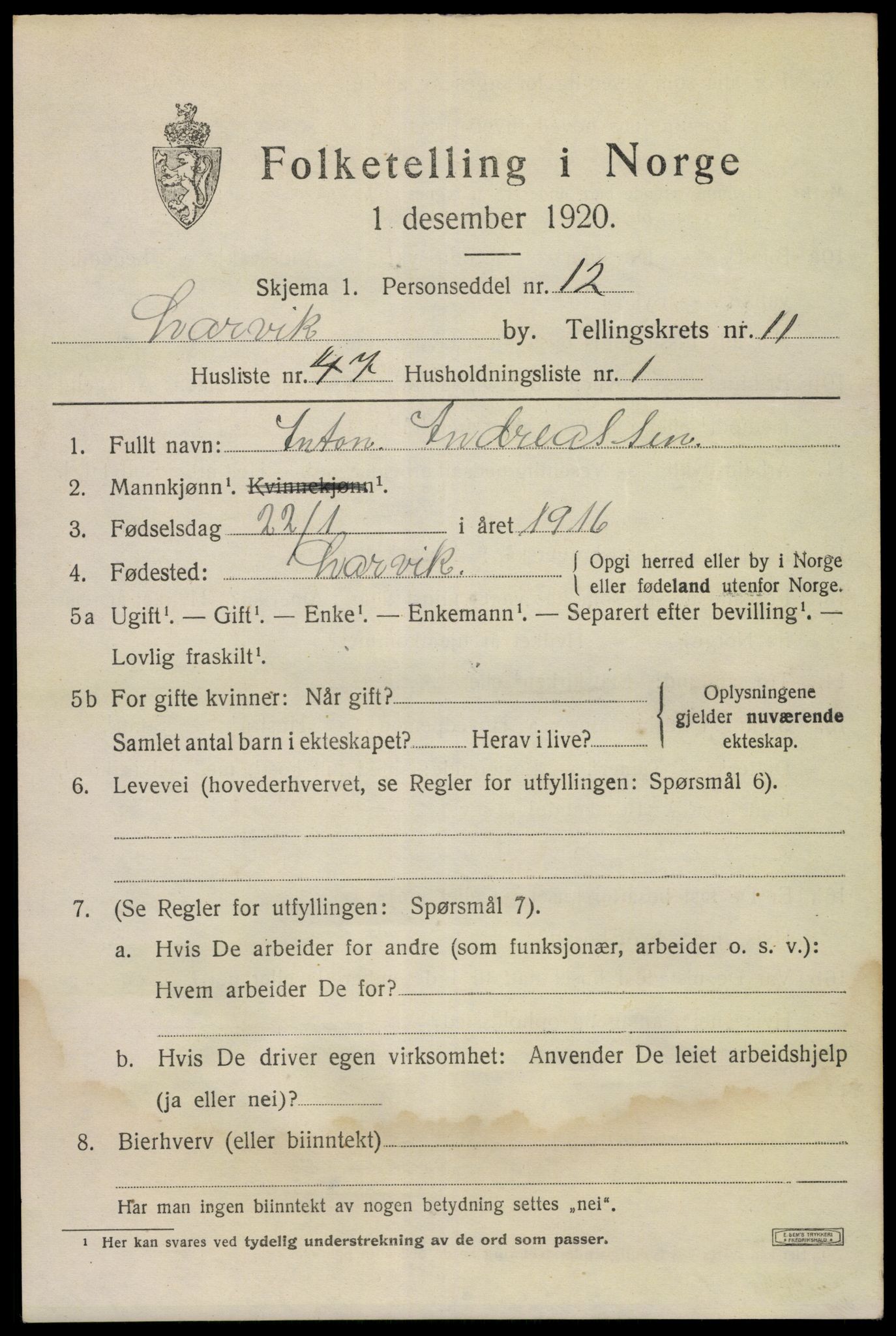 SAKO, Folketelling 1920 for 0707 Larvik kjøpstad, 1920, s. 29268