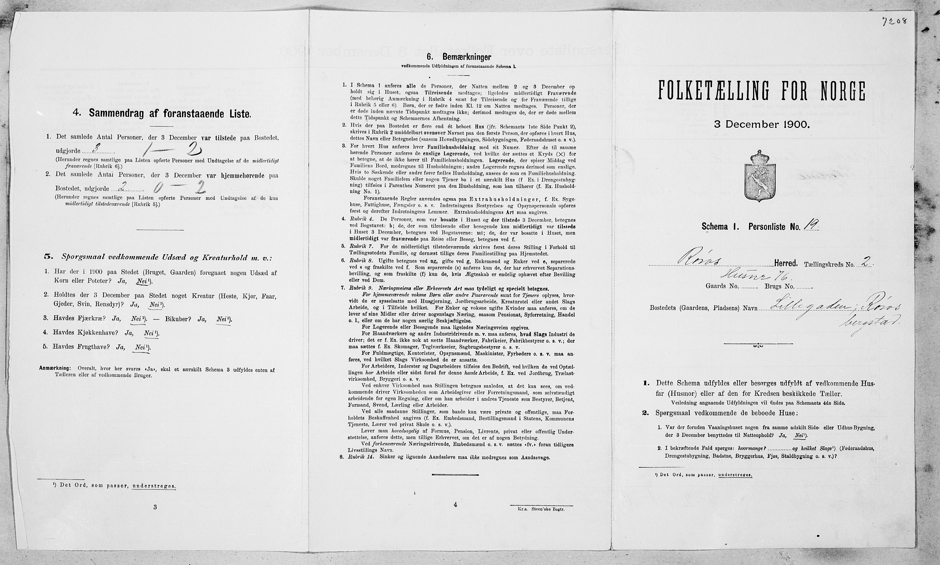 SAT, Folketelling 1900 for 1640 Røros herred, 1900, s. 182