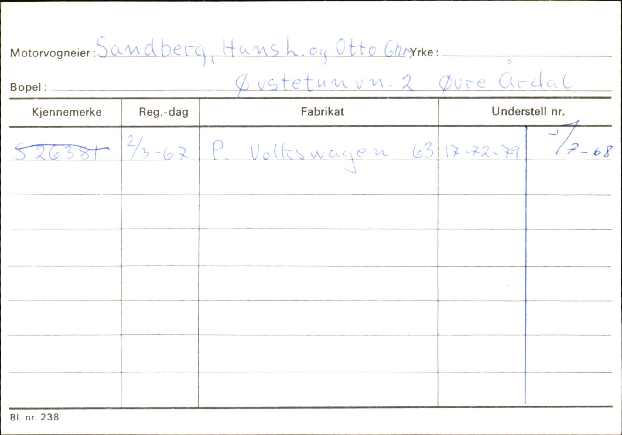 Statens vegvesen, Sogn og Fjordane vegkontor, SAB/A-5301/4/F/L0146: Registerkort Årdal R-Å samt diverse kort, 1945-1975, s. 194