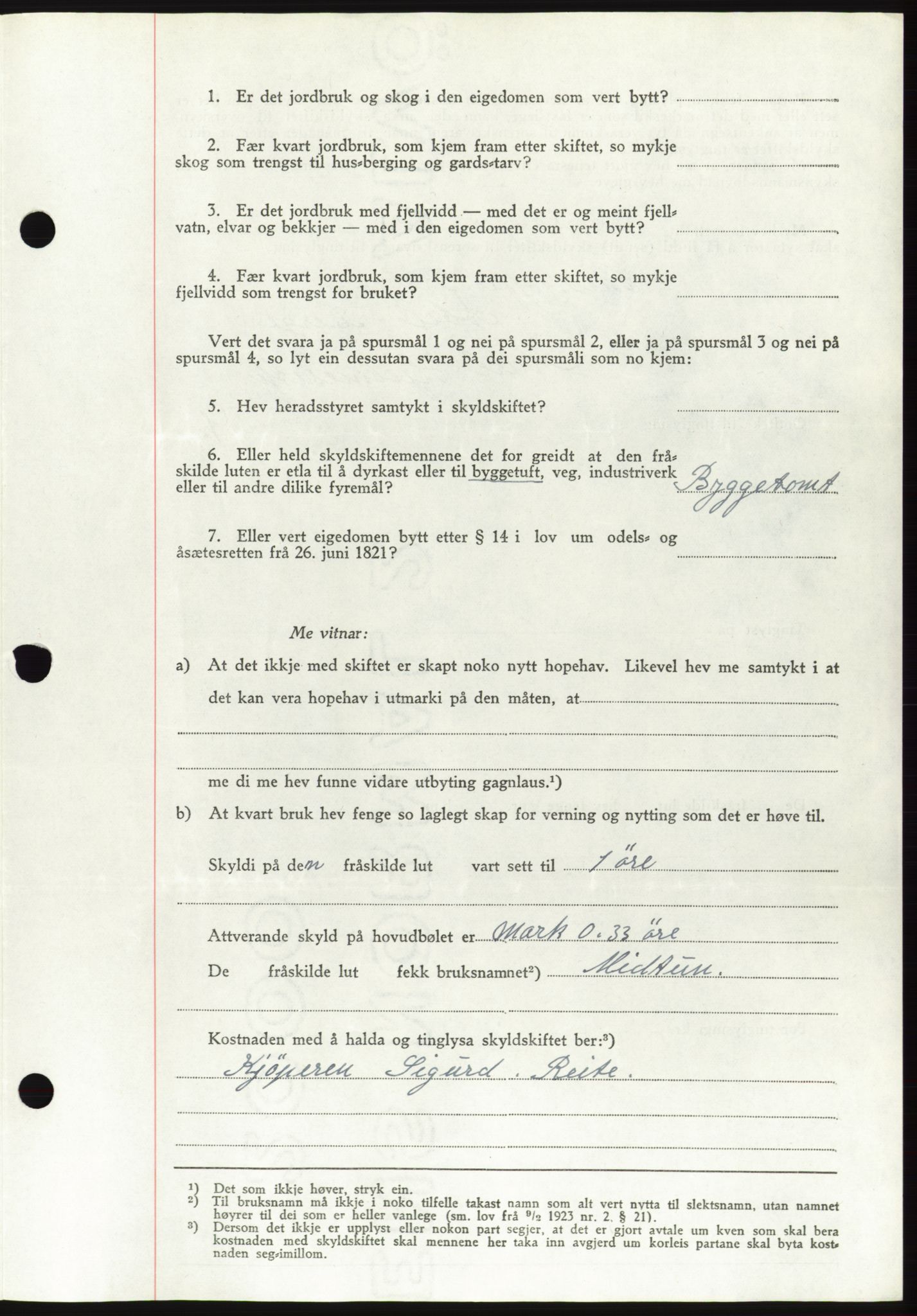 Søre Sunnmøre sorenskriveri, AV/SAT-A-4122/1/2/2C/L0077: Pantebok nr. 3A, 1945-1946, Dagboknr: 798/1945