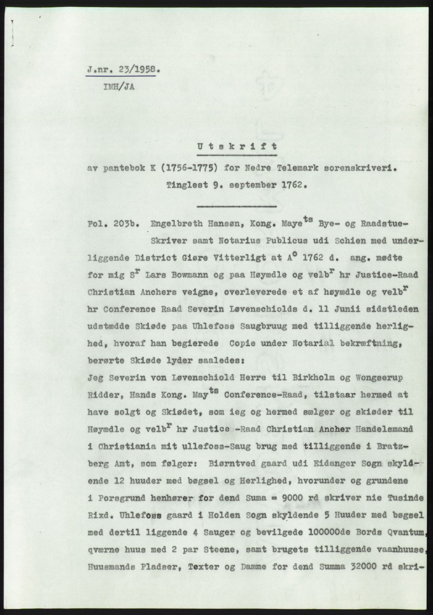 Statsarkivet i Kongsberg, SAKO/A-0001, 1957-1958, s. 186