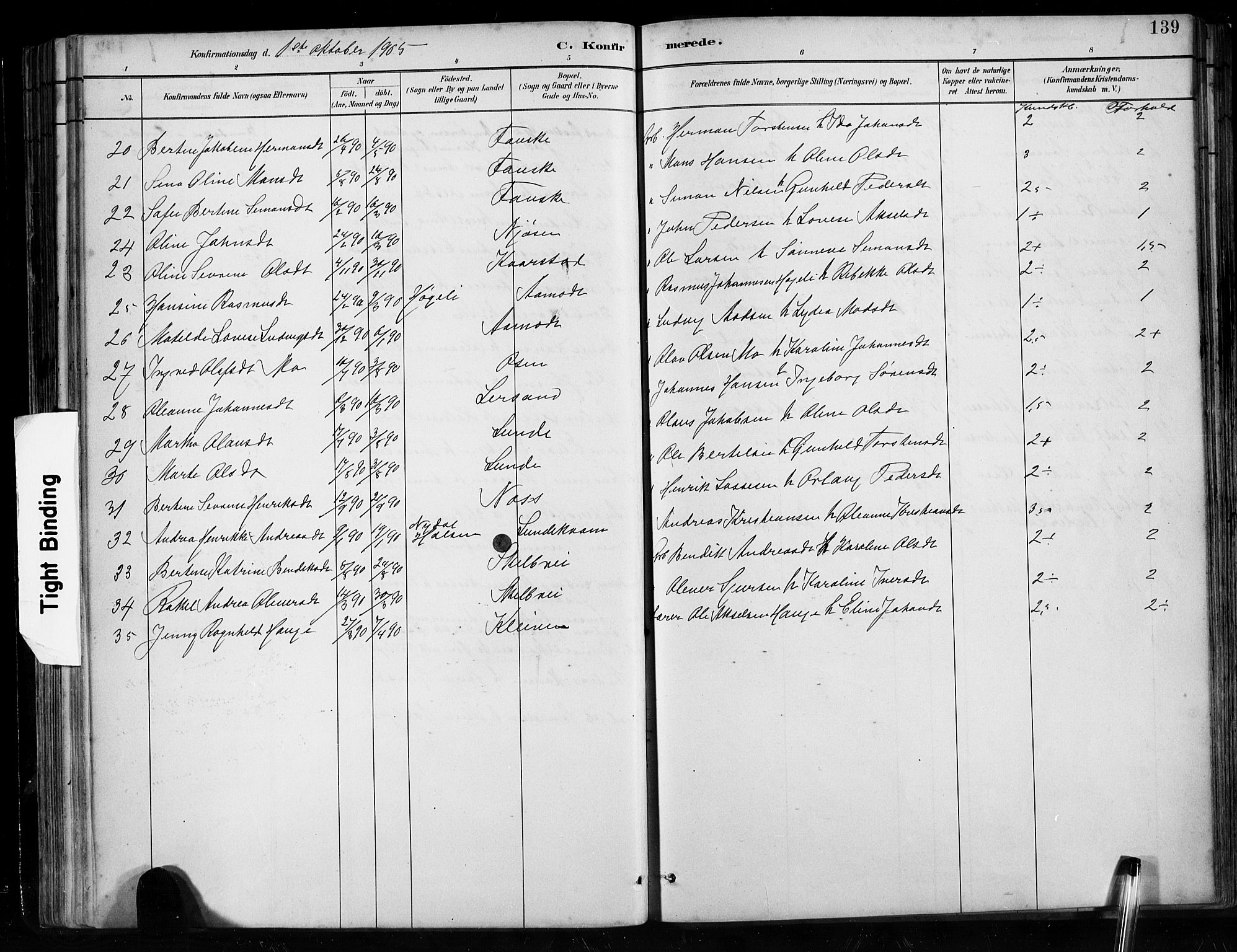 Gaular sokneprestembete, AV/SAB-A-80001/H/Hab: Klokkerbok nr. B 3, 1882-1913, s. 139